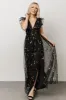 Nova Shimmer Maxi Dress | Black + Gold sold by Baltic Born