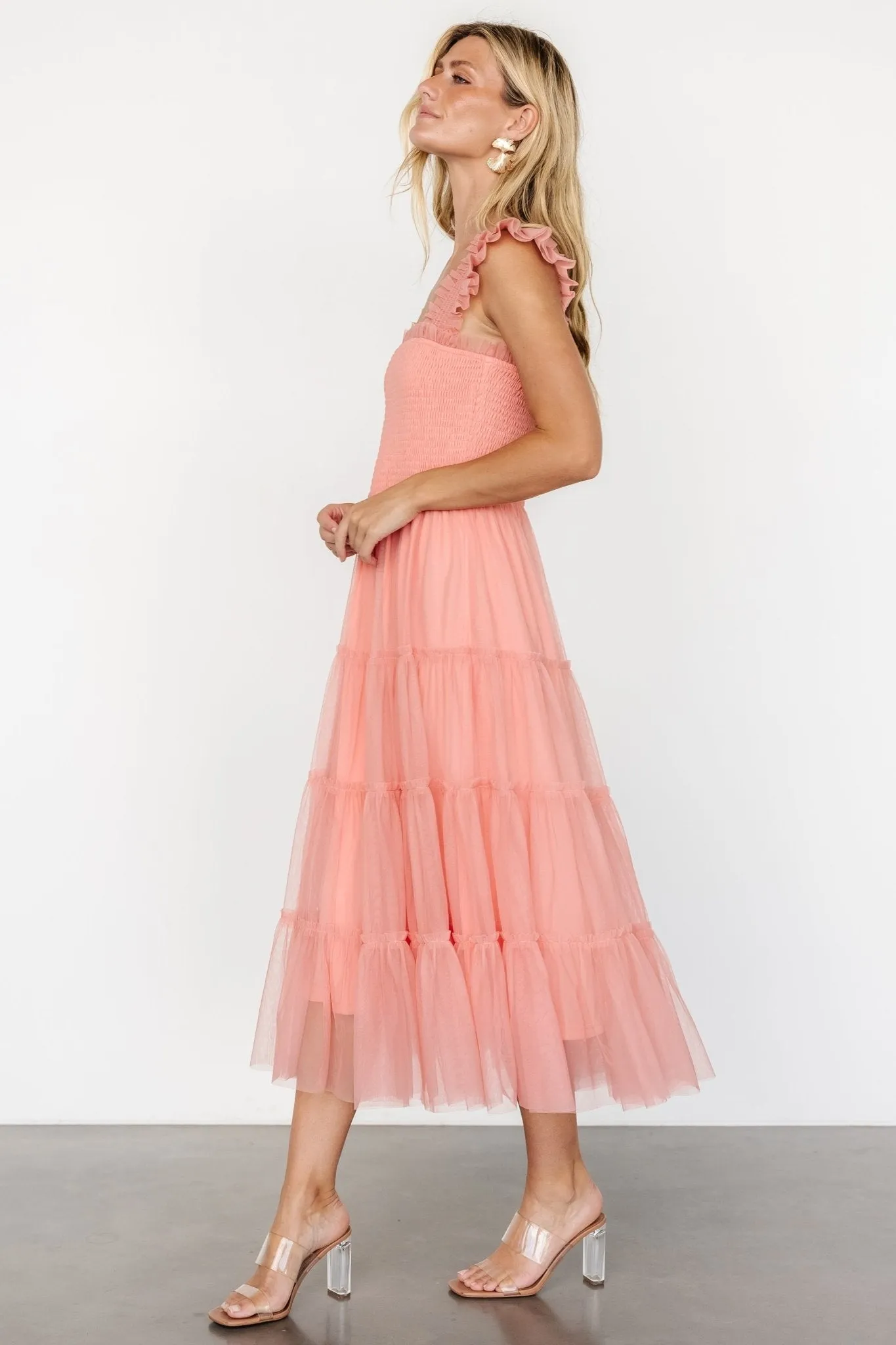 Emma Smocked Tulle Dress | Coral sold by Baltic Born product image thumbnail 3