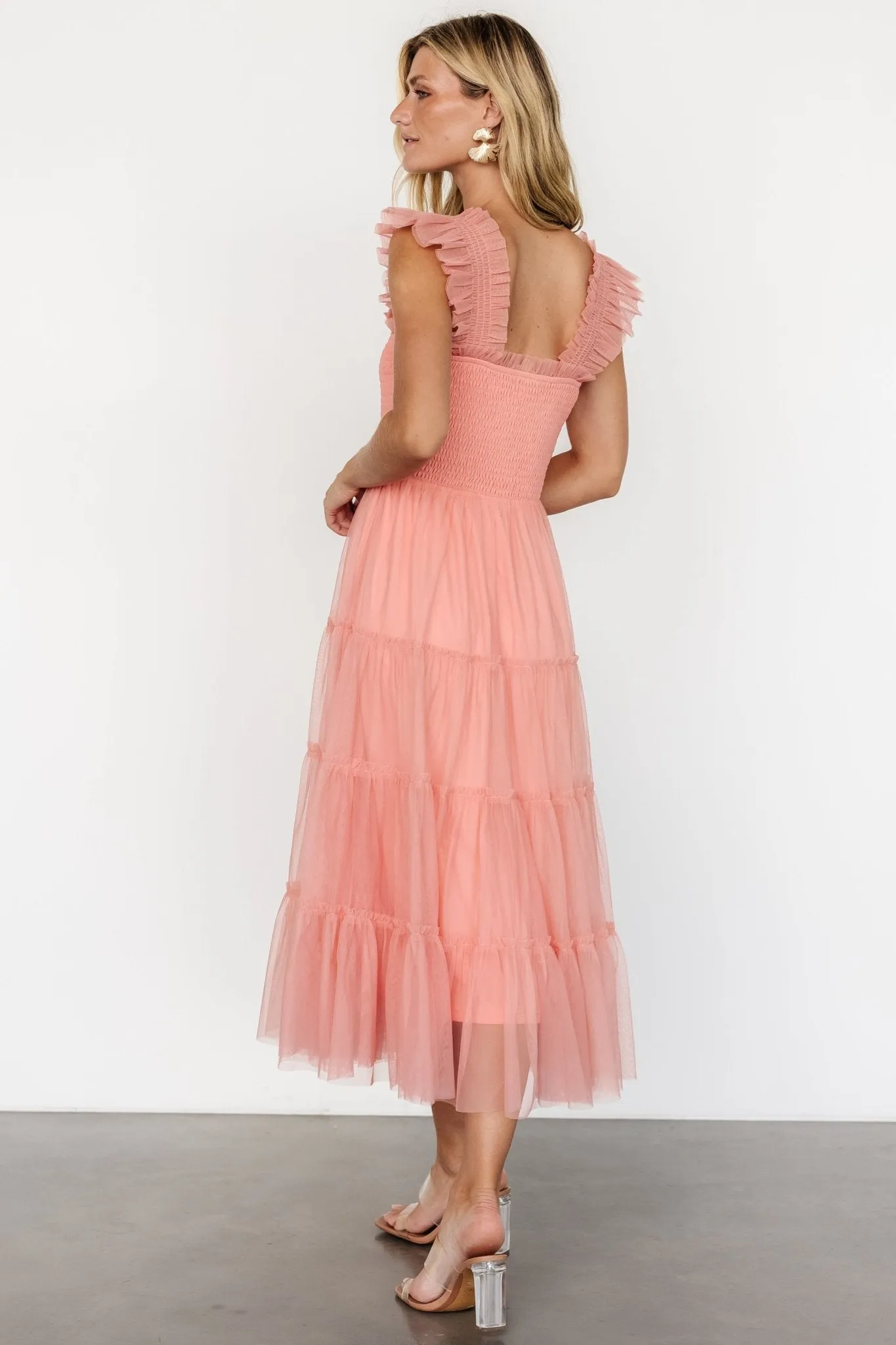 Emma Smocked Tulle Dress | Coral sold by Baltic Born product image thumbnail 4