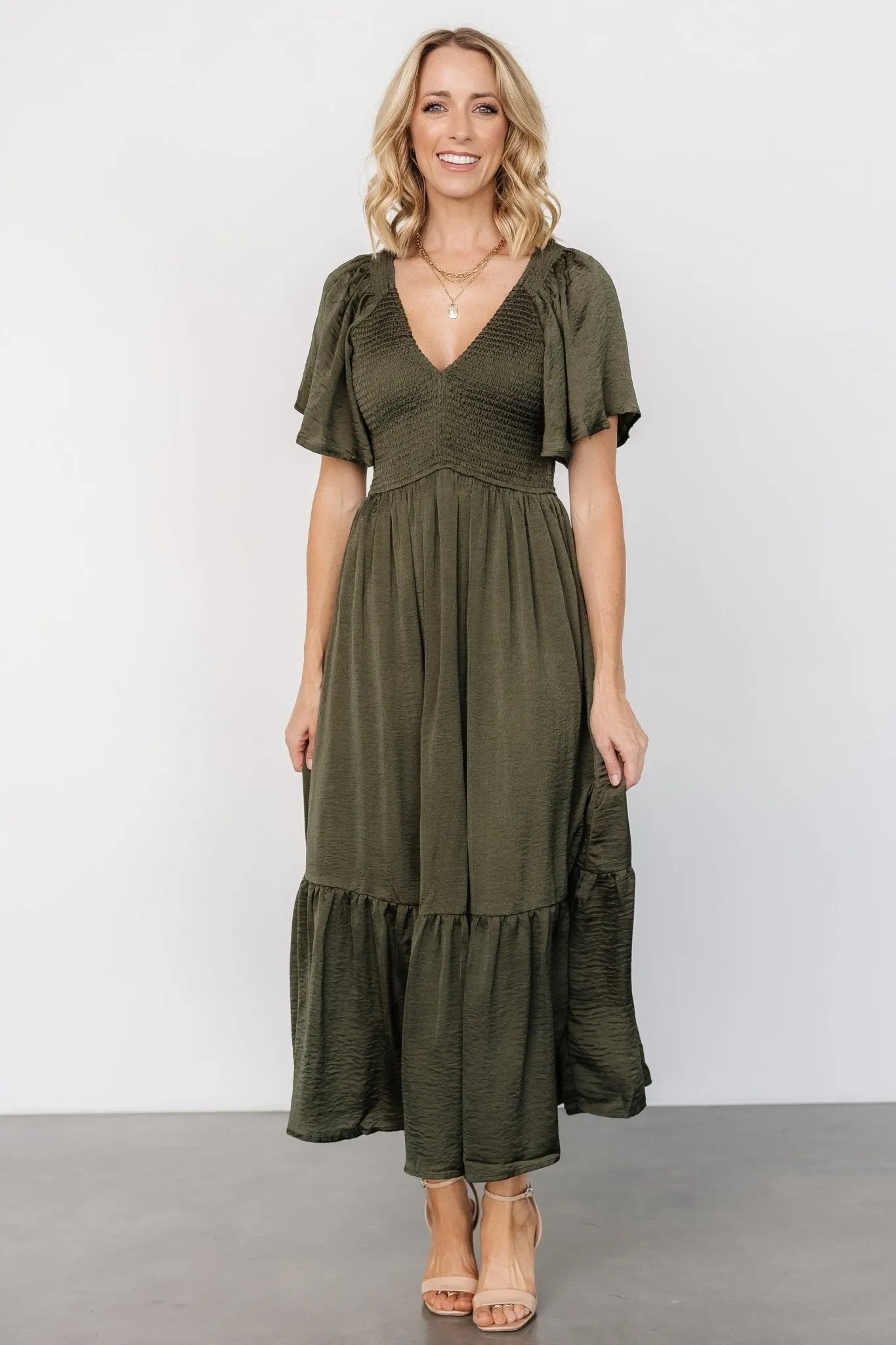 knee length dresses for ladies Lovell Smocked Midi Dress main image 0