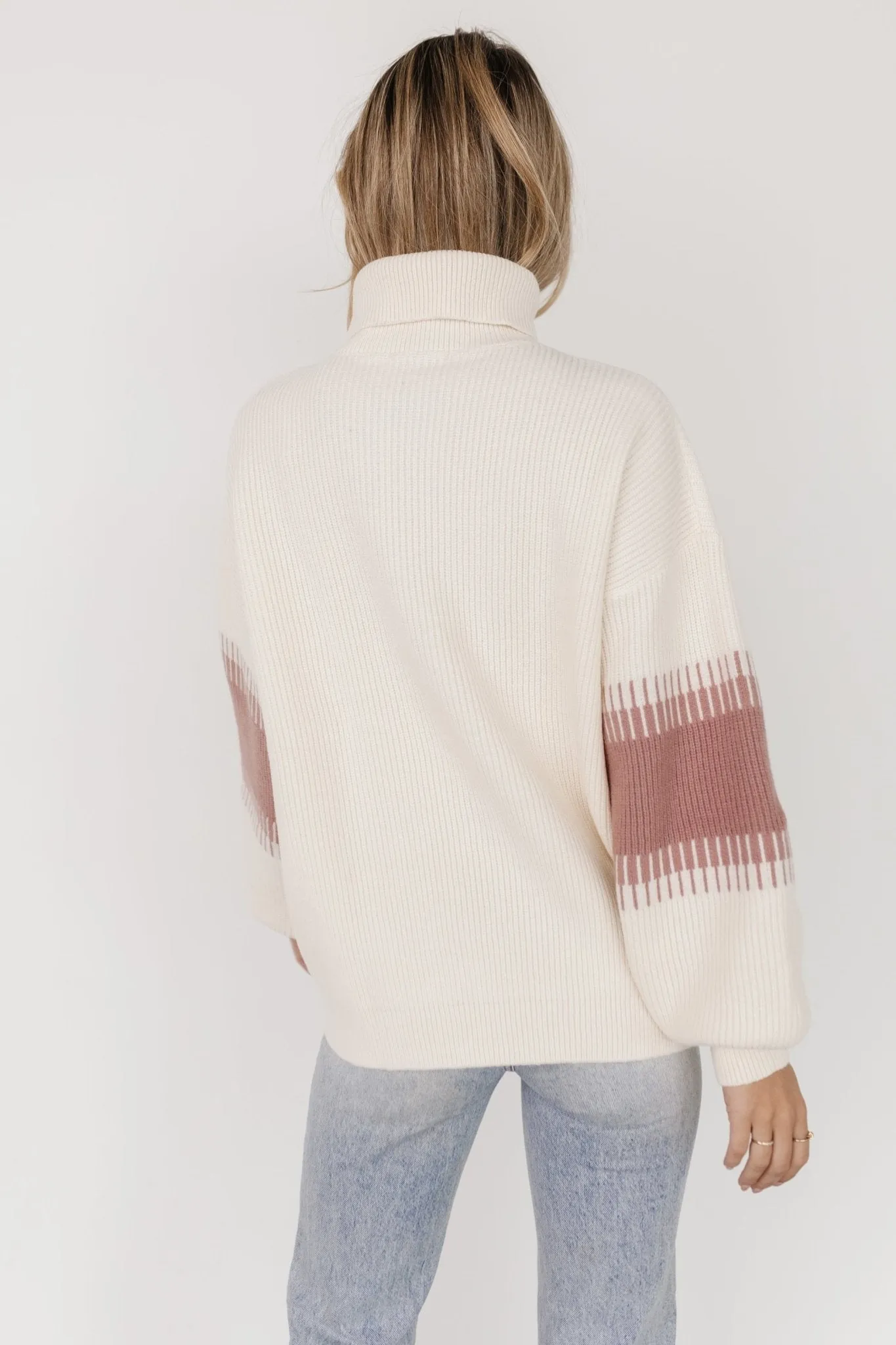 Antonov Turtle Neck Sweater | Mauve + Cream sold by Baltic Born product image thumbnail 3