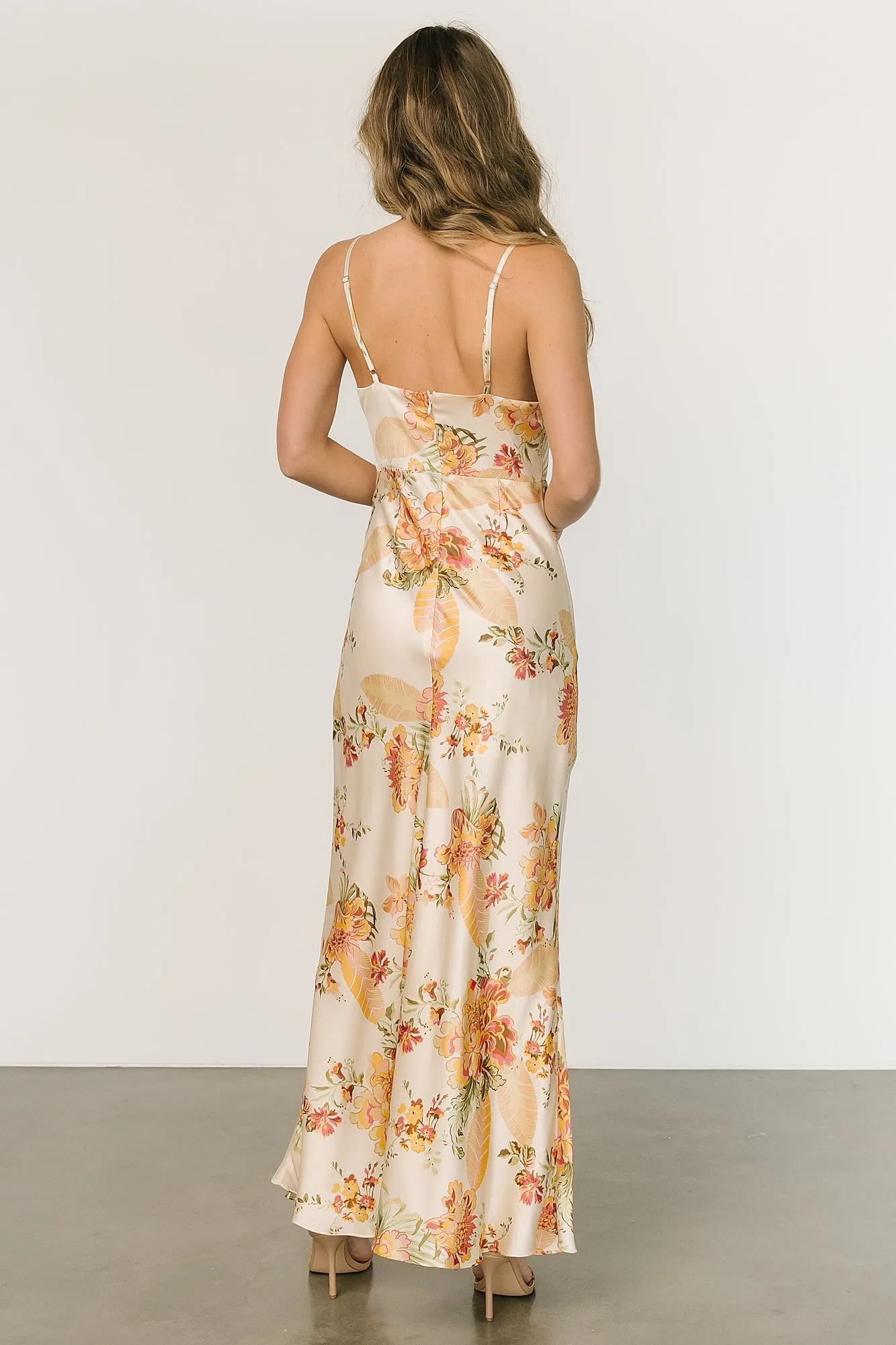 Annabel Satin Dress | Golden Floral sold by Baltic Born product image thumbnail 4
