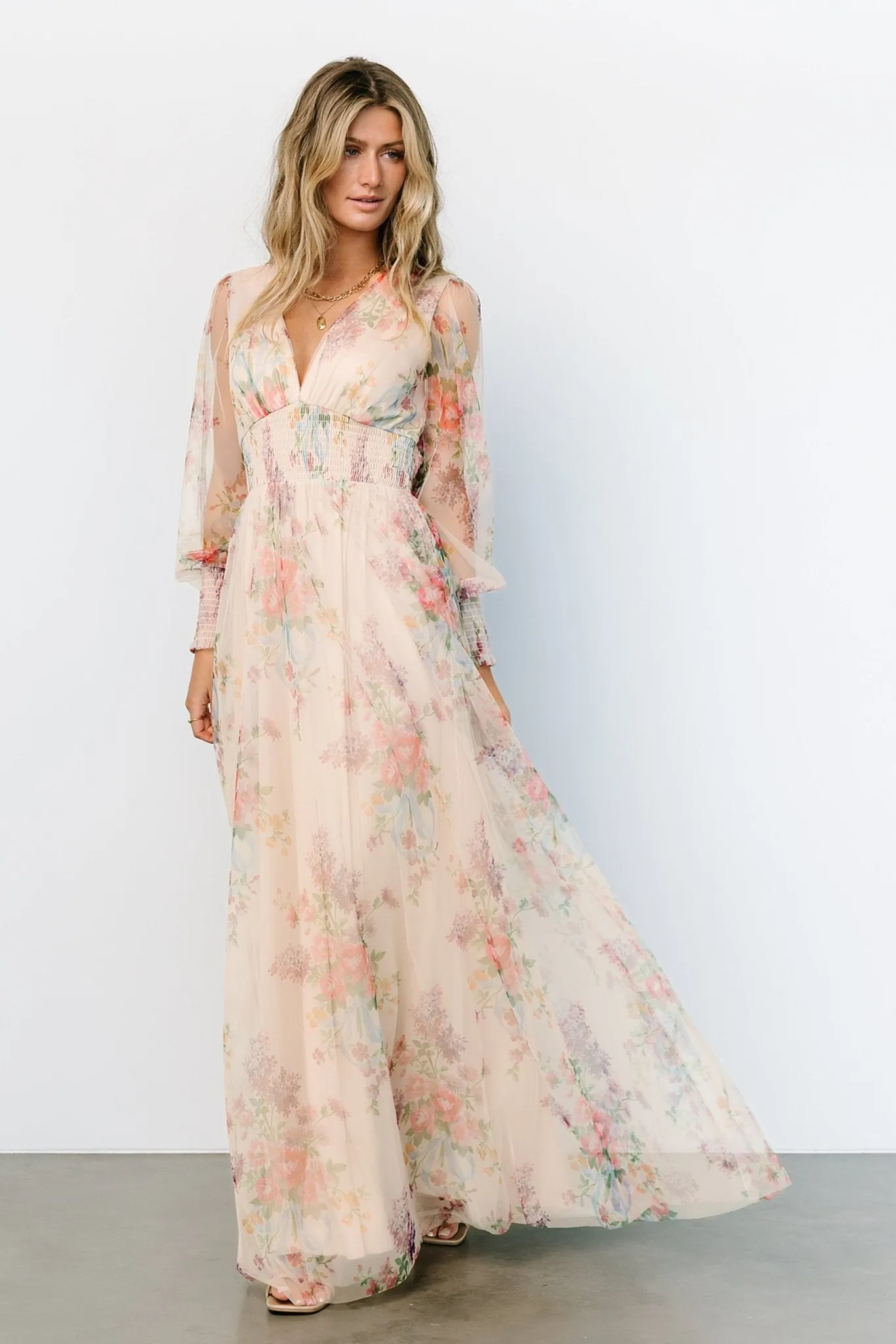 Layla Tulle Maxi Dress | Romantic Floral sold by Baltic Born product image thumbnail 5