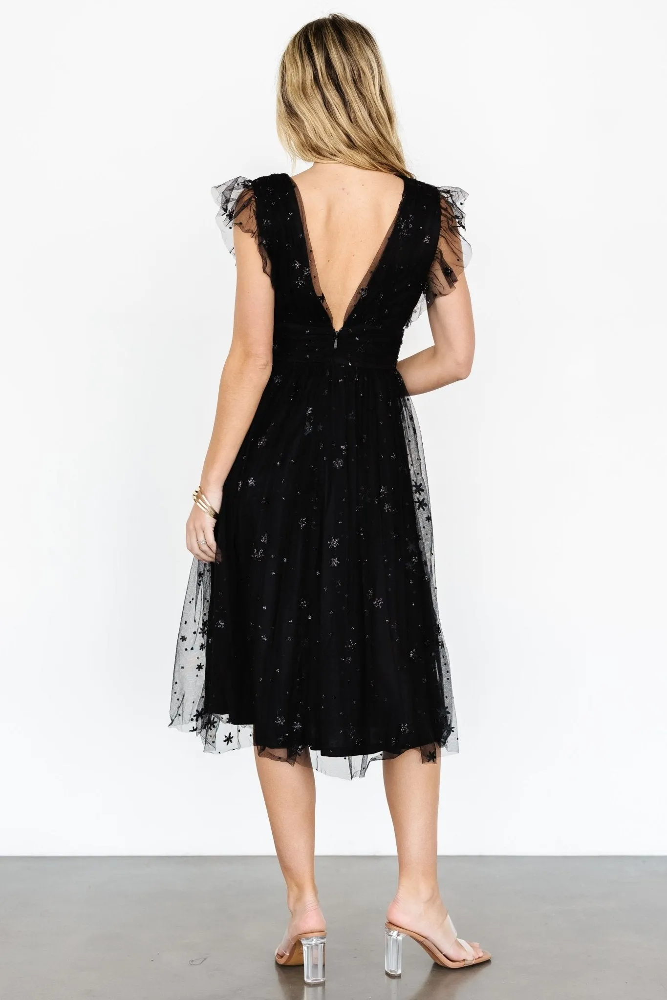 Chiara Shimmer Midi Dress | Black sold by Baltic Born product image thumbnail 4
