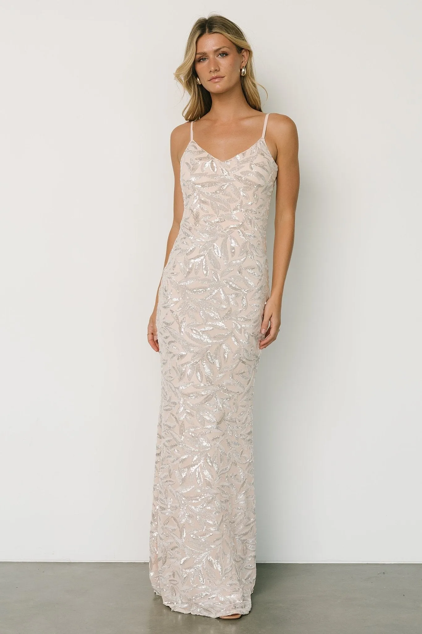 Mia Sequin Gown | Champagne sold by Baltic Born