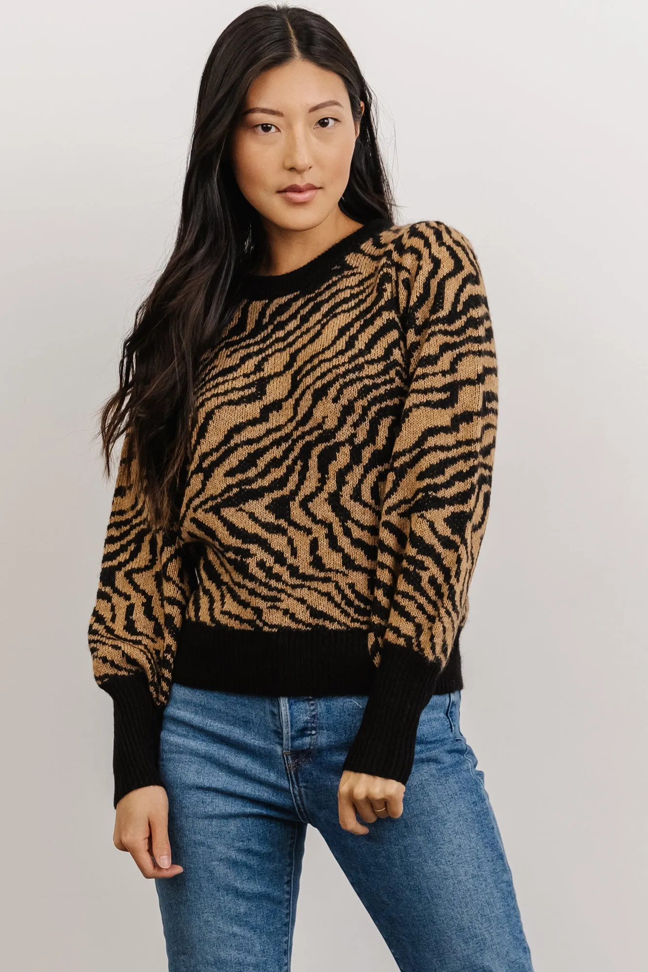 Mariam Knit Sweater | Black + Camel sold by Baltic Born