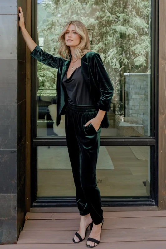 Archie Velvet Jogger Pants | Dark Green sold by Baltic Born