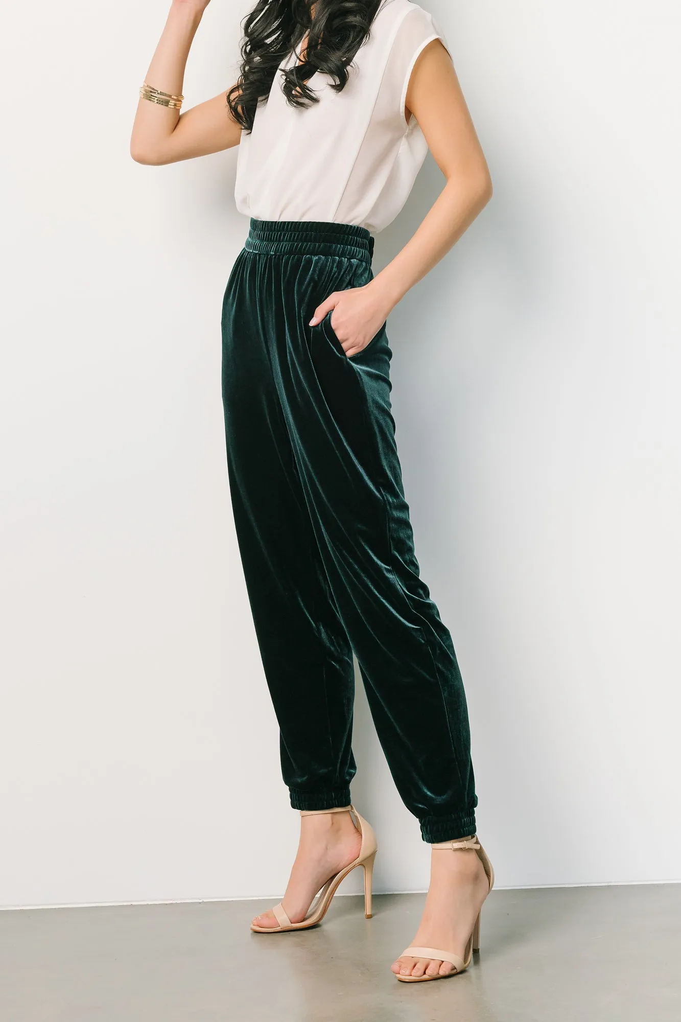 Archie Velvet Jogger Pants | Dark Green sold by Baltic Born product image thumbnail 4