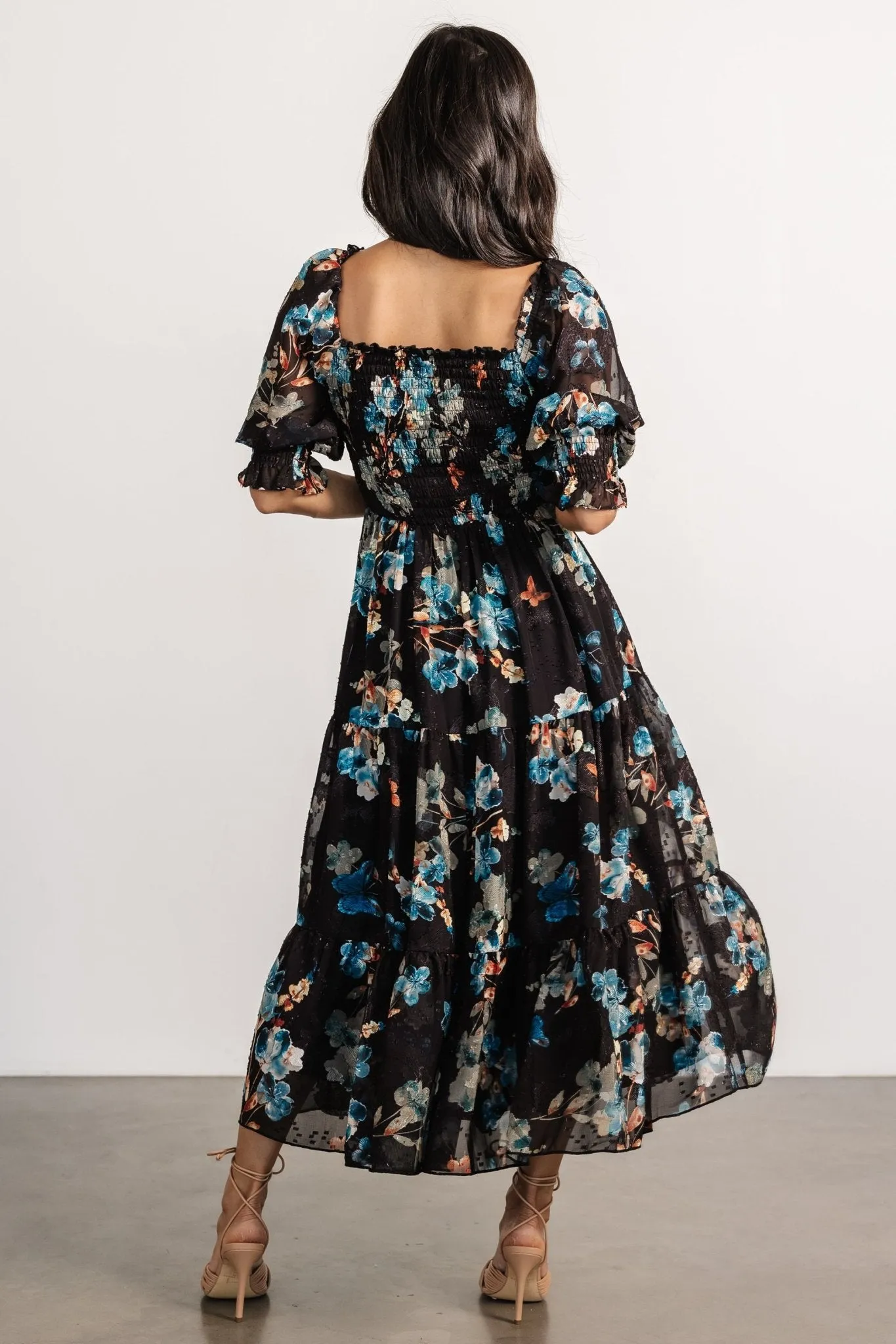 Fabian Jacquard Midi Dress | Black + Blue Multi sold by Baltic Born product image thumbnail 5