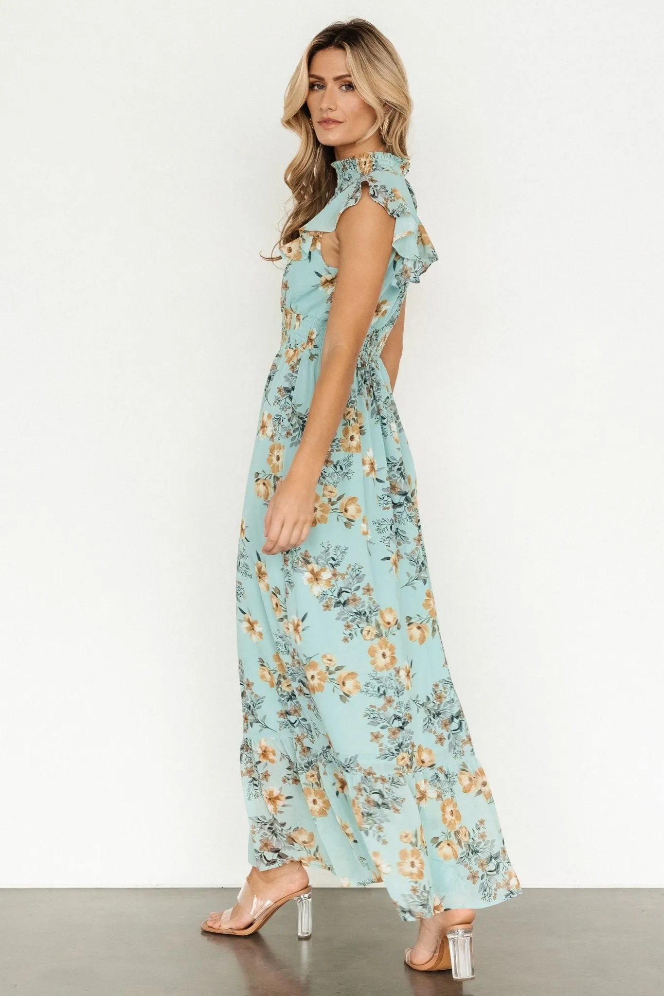 Kearny Ruffle Maxi Dress | Mint Floral sold by Baltic Born product image thumbnail 4