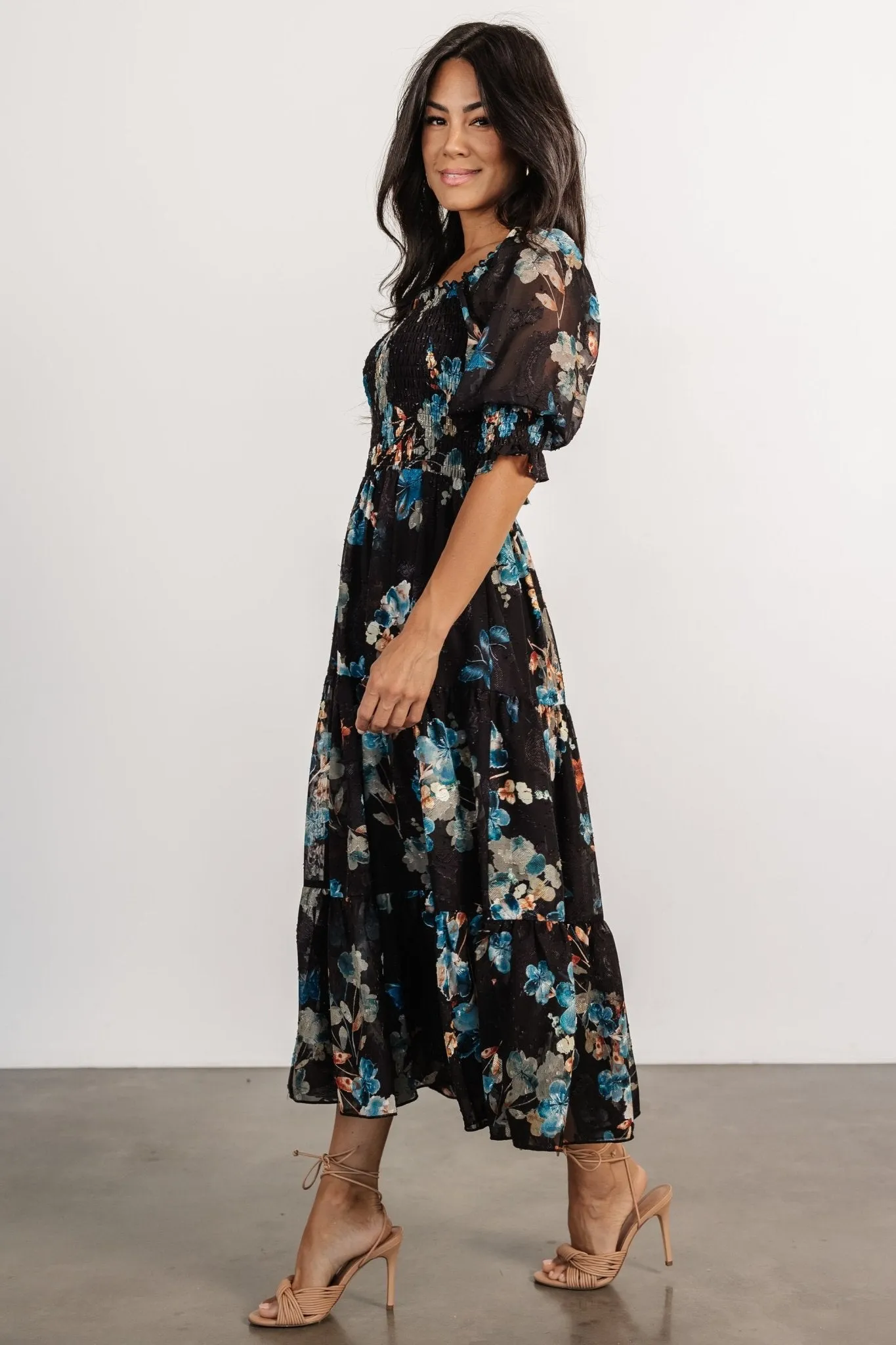 Fabian Jacquard Midi Dress | Black + Blue Multi sold by Baltic Born product image thumbnail 3