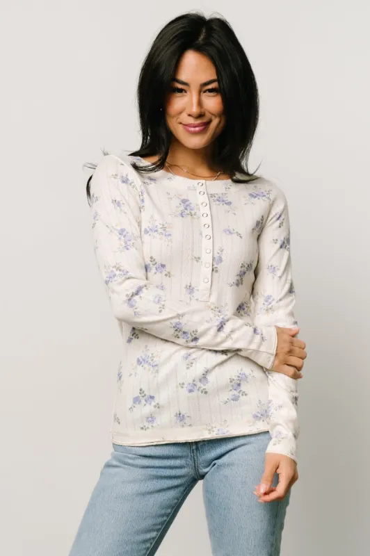 Suzanne Henley Top | Periwinkle Floral sold by Baltic Born