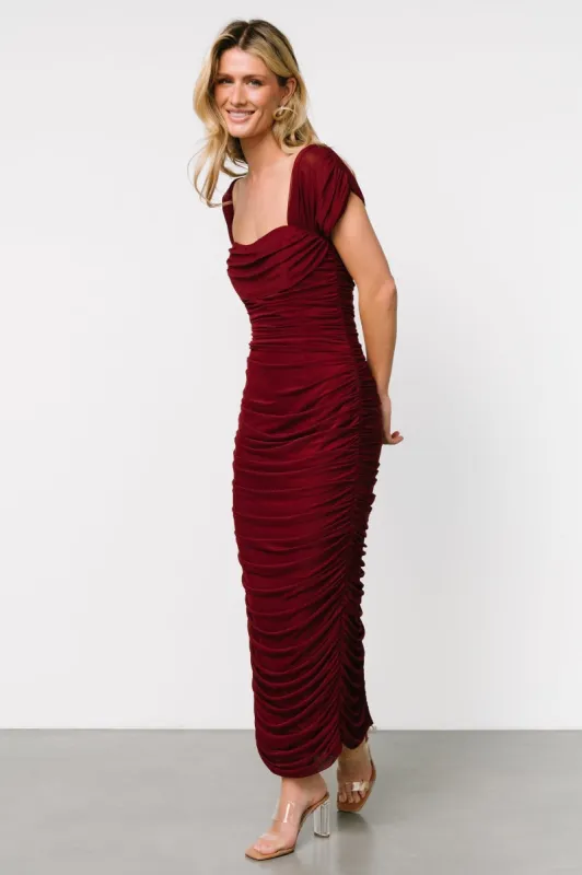 Alessandra Mesh Midi Dress | Burgundy sold by Baltic Born