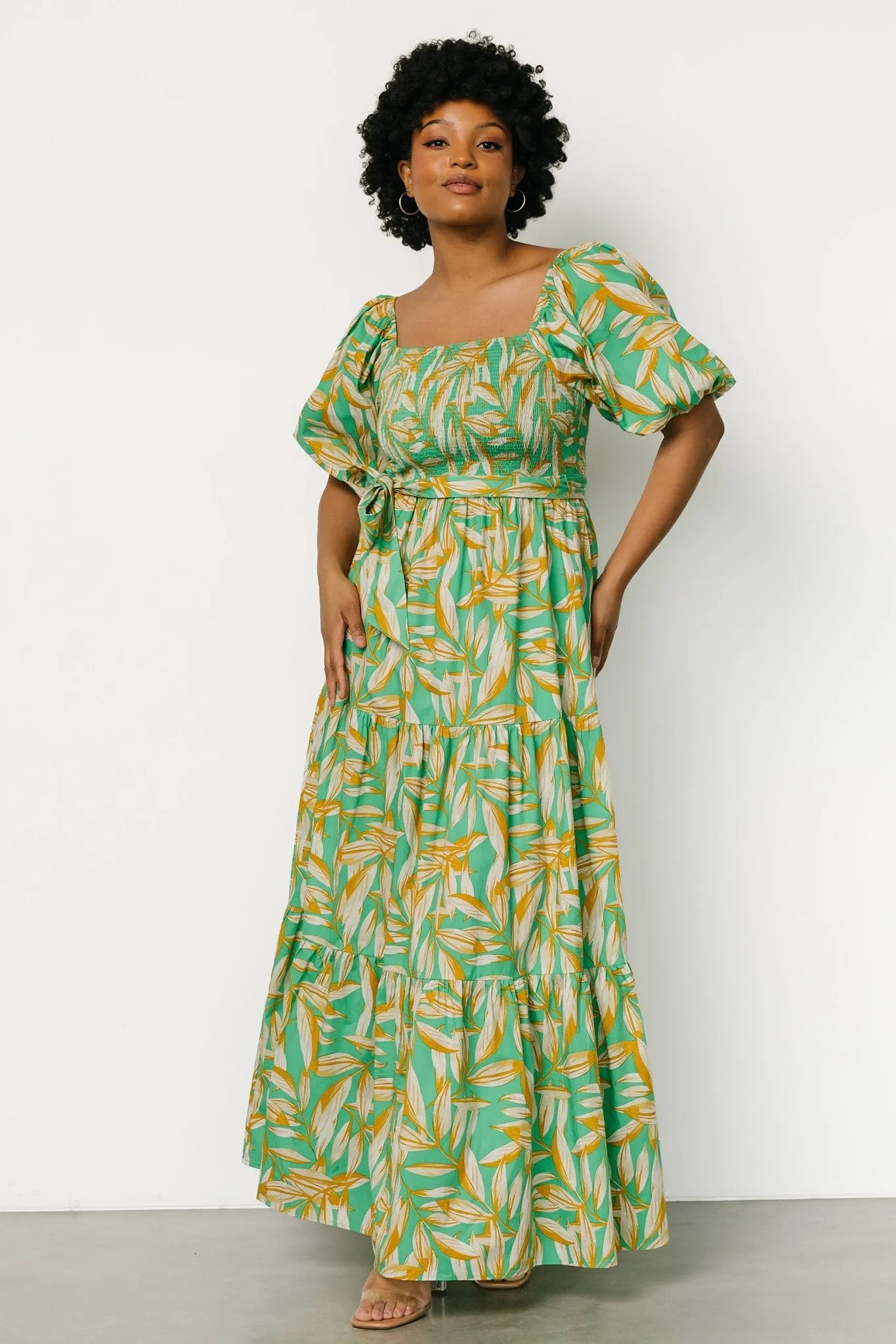 Forsythe Smocked Maxi Dress | Green Print sold by Baltic Born product image thumbnail 5
