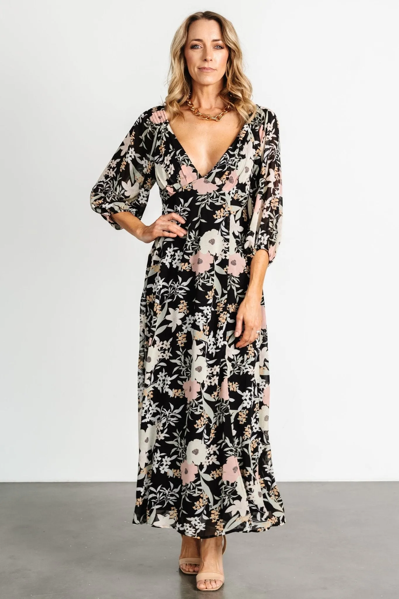 Maisie Maxi Dress | Black Floral sold by Baltic Born