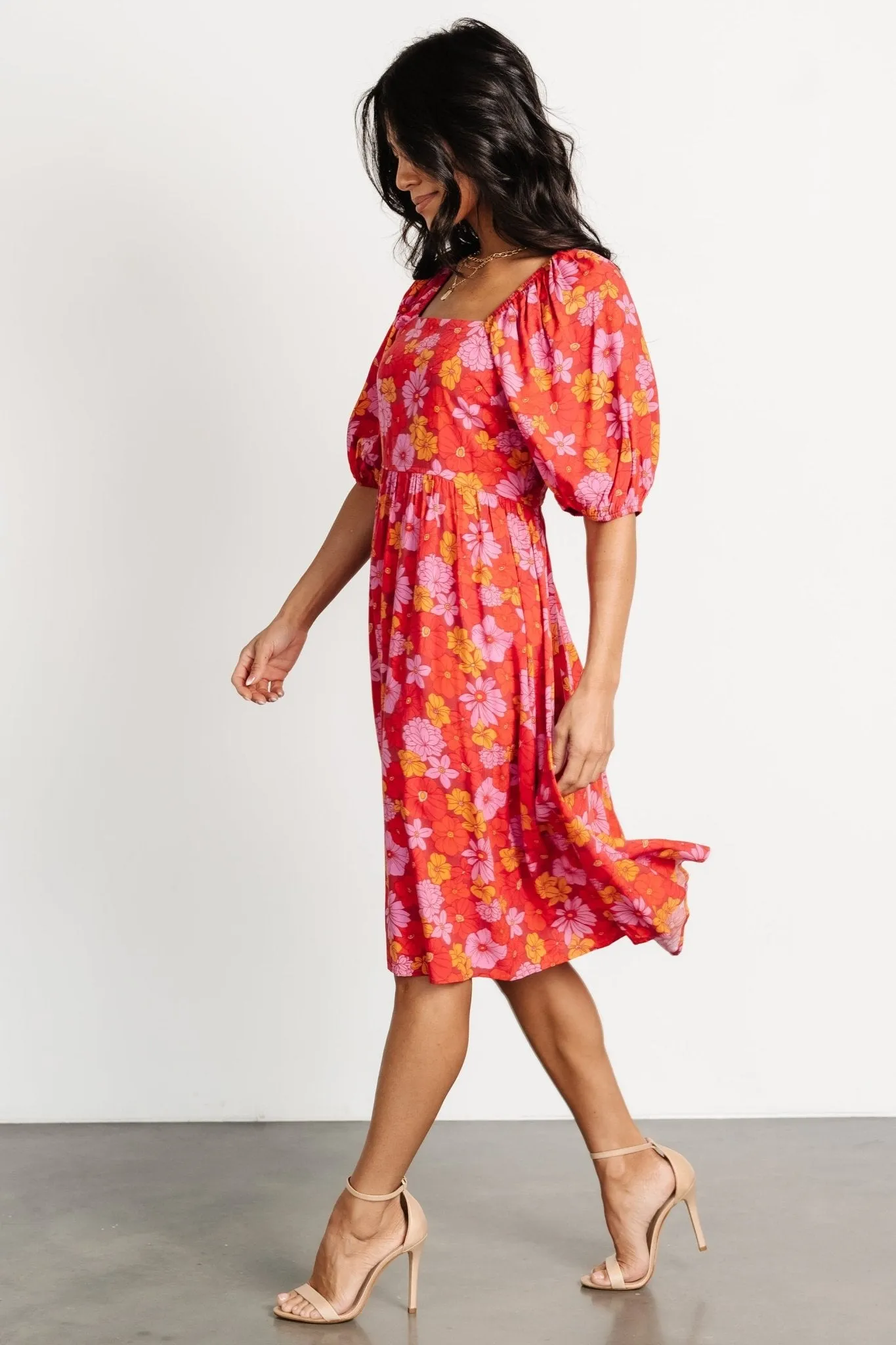 Gabbie Short Dress | Red Multi Floral sold by Baltic Born product image thumbnail 5