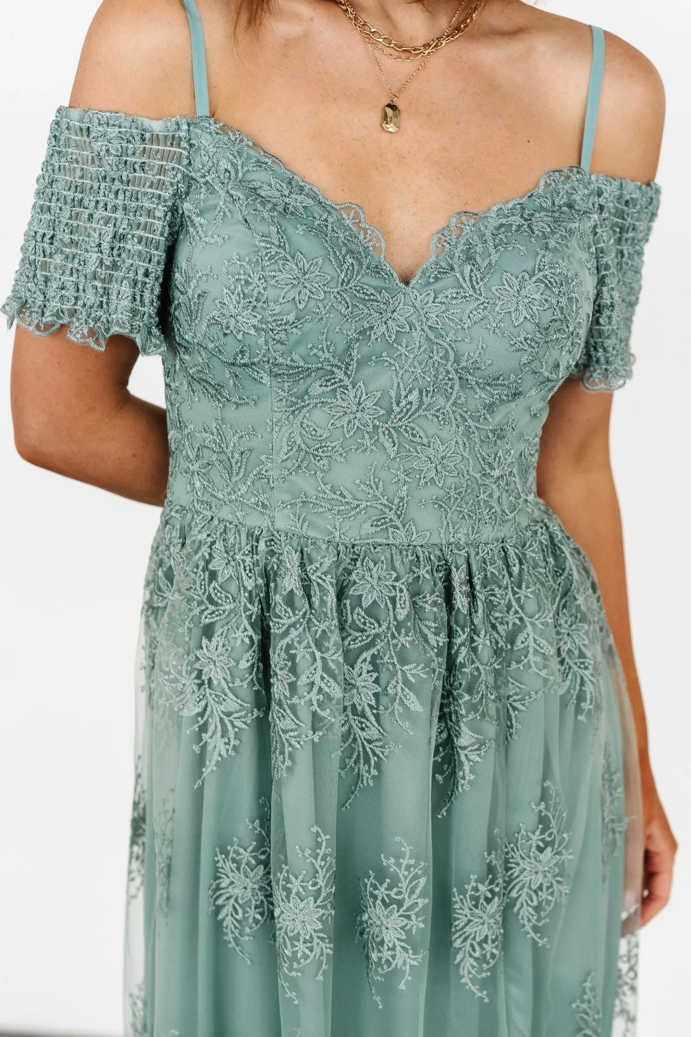 Esperanza Tulle Embroidered Maxi Dress | Sage sold by Baltic Born product image thumbnail 2