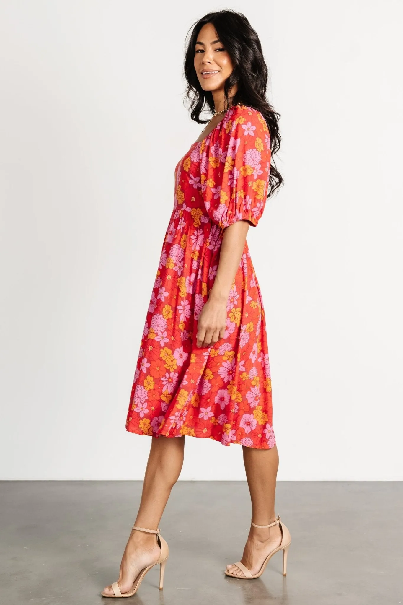 Gabbie Short Dress | Red Multi Floral sold by Baltic Born product image thumbnail 3