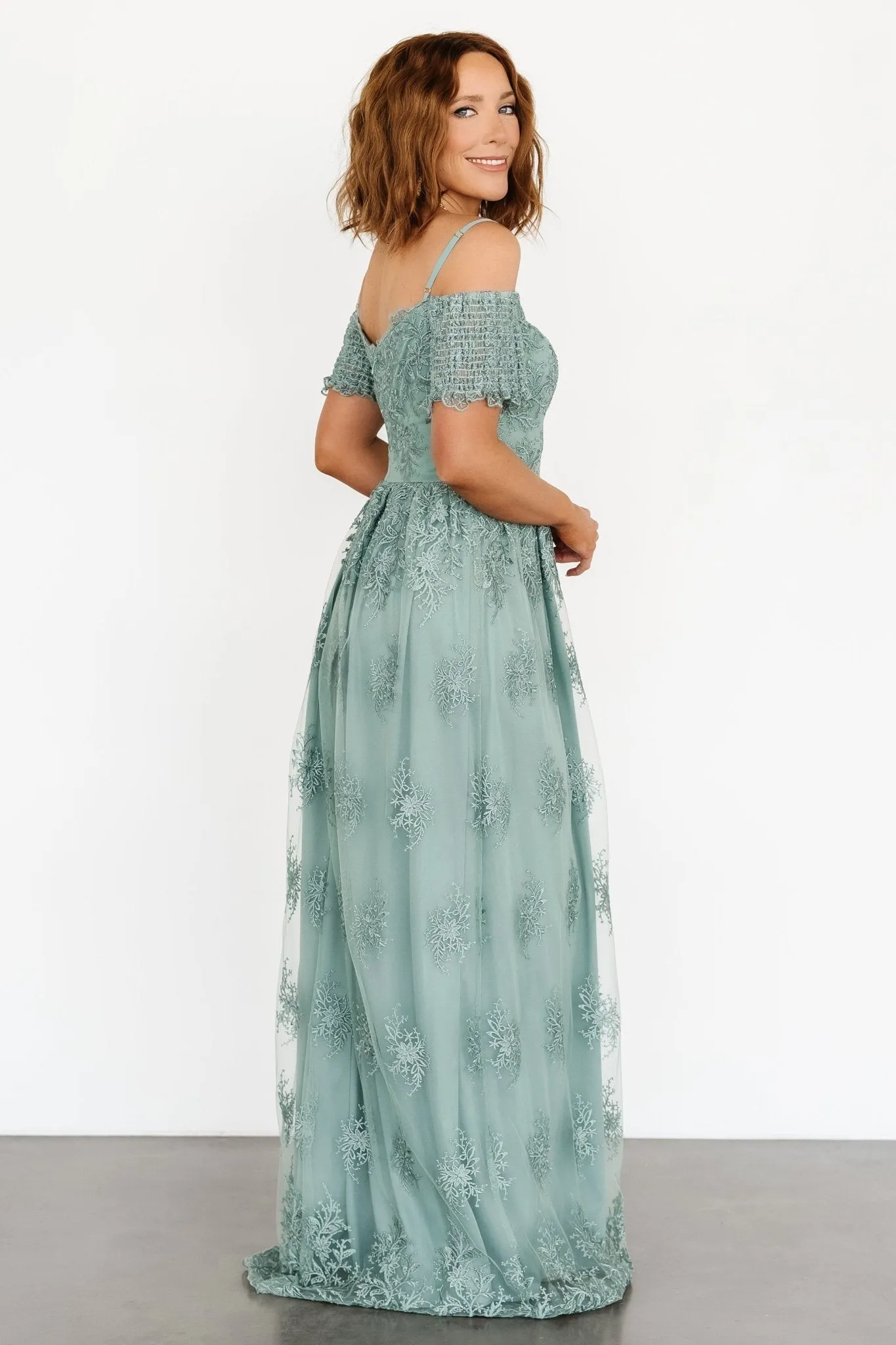 Esperanza Tulle Embroidered Maxi Dress | Sage sold by Baltic Born product image thumbnail 3
