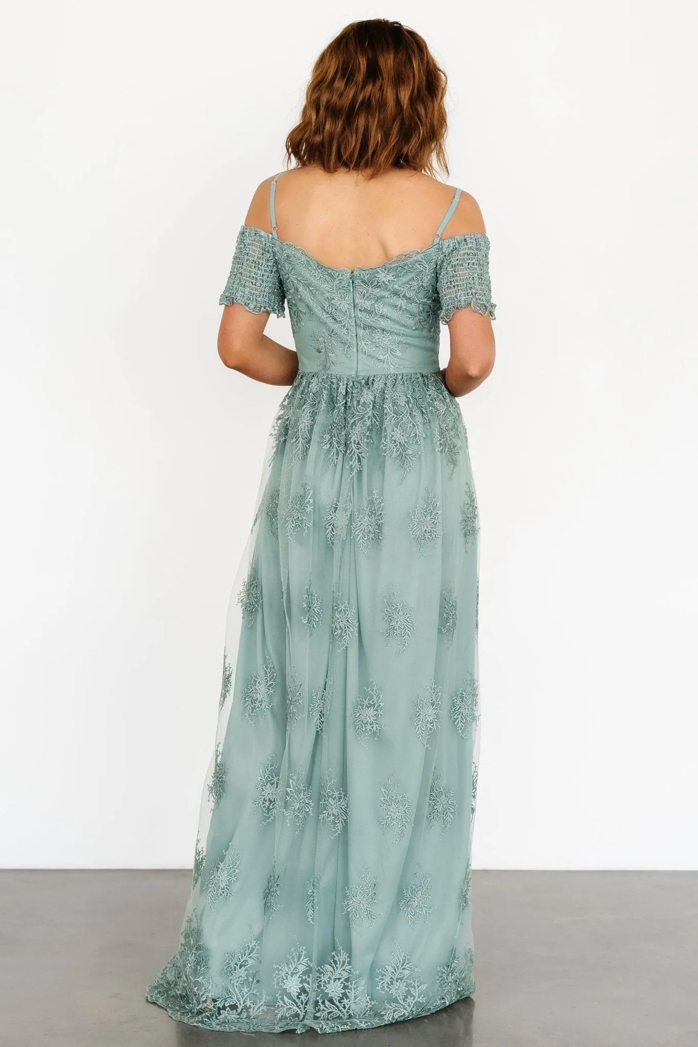 Esperanza Tulle Embroidered Maxi Dress | Sage sold by Baltic Born product image thumbnail 4