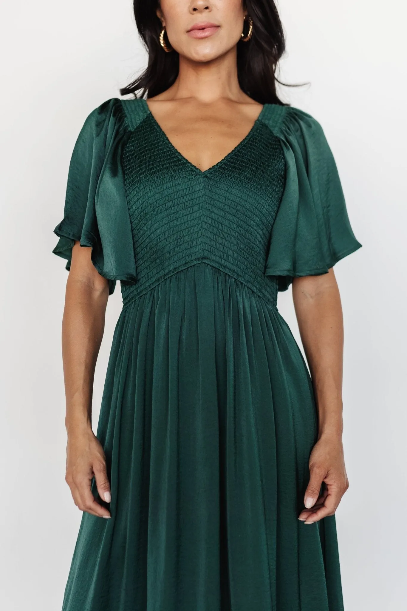 Lovell Smocked Midi Dress | Emerald sold by Baltic Born product image thumbnail 3
