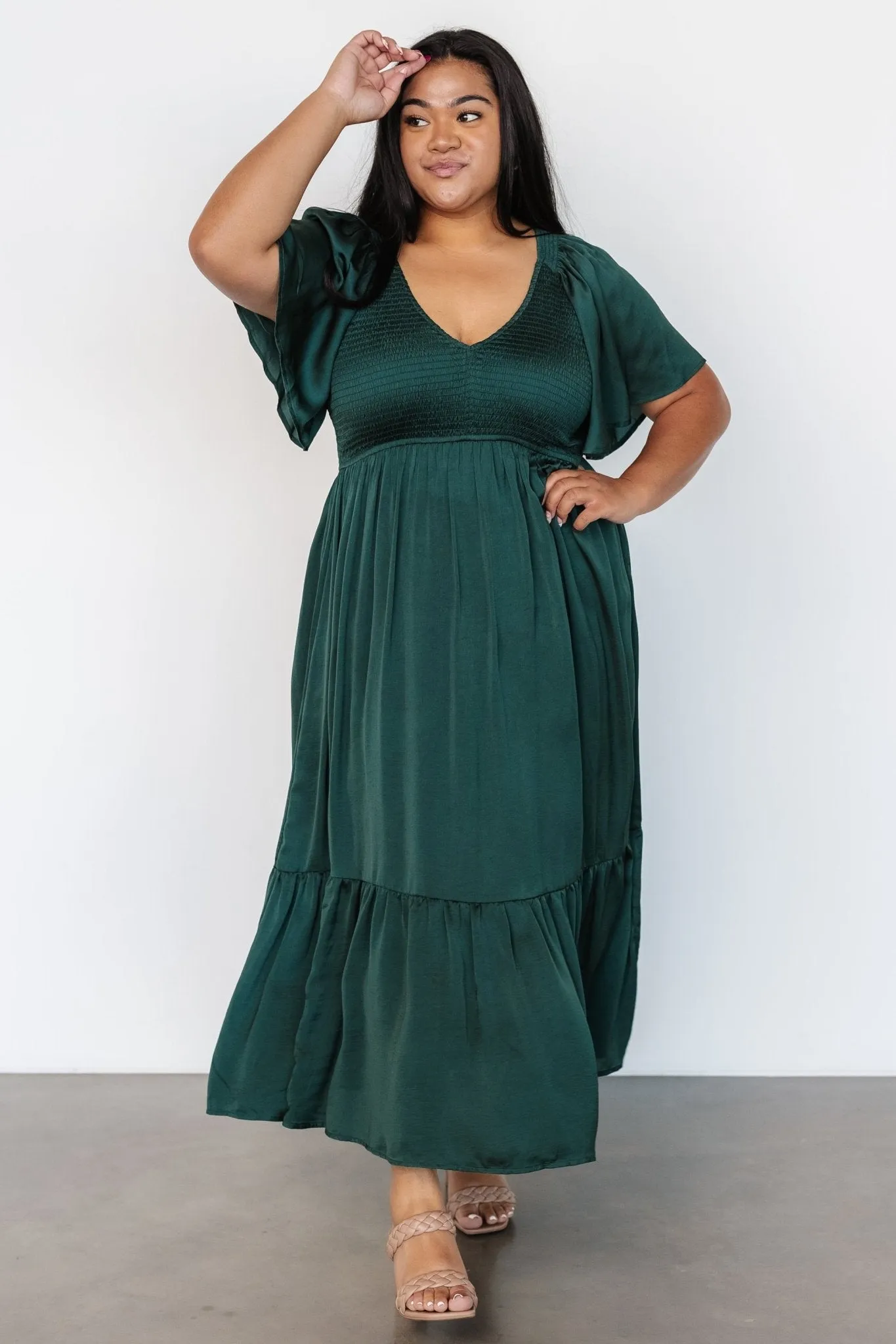 Lovell Smocked Midi Dress | Emerald sold by Baltic Born product image thumbnail 5