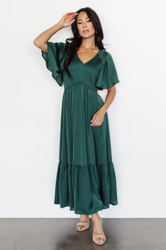 Lovell Smocked Midi Dress | Emerald sold by Baltic Born