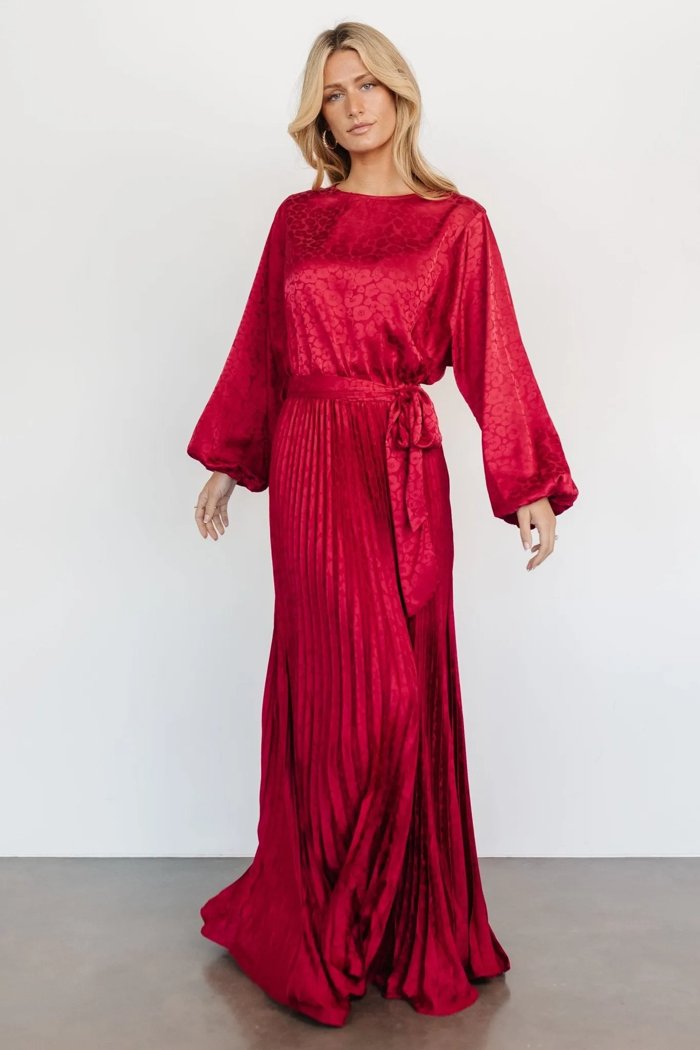 Marva Pleated Maxi Dress | Wine sold by Baltic Born product image thumbnail 4