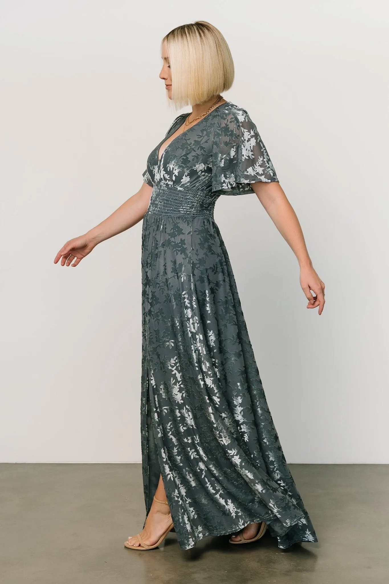 Veronica Velvet Maxi Dress | Slate Blue sold by Baltic Born product image thumbnail 4