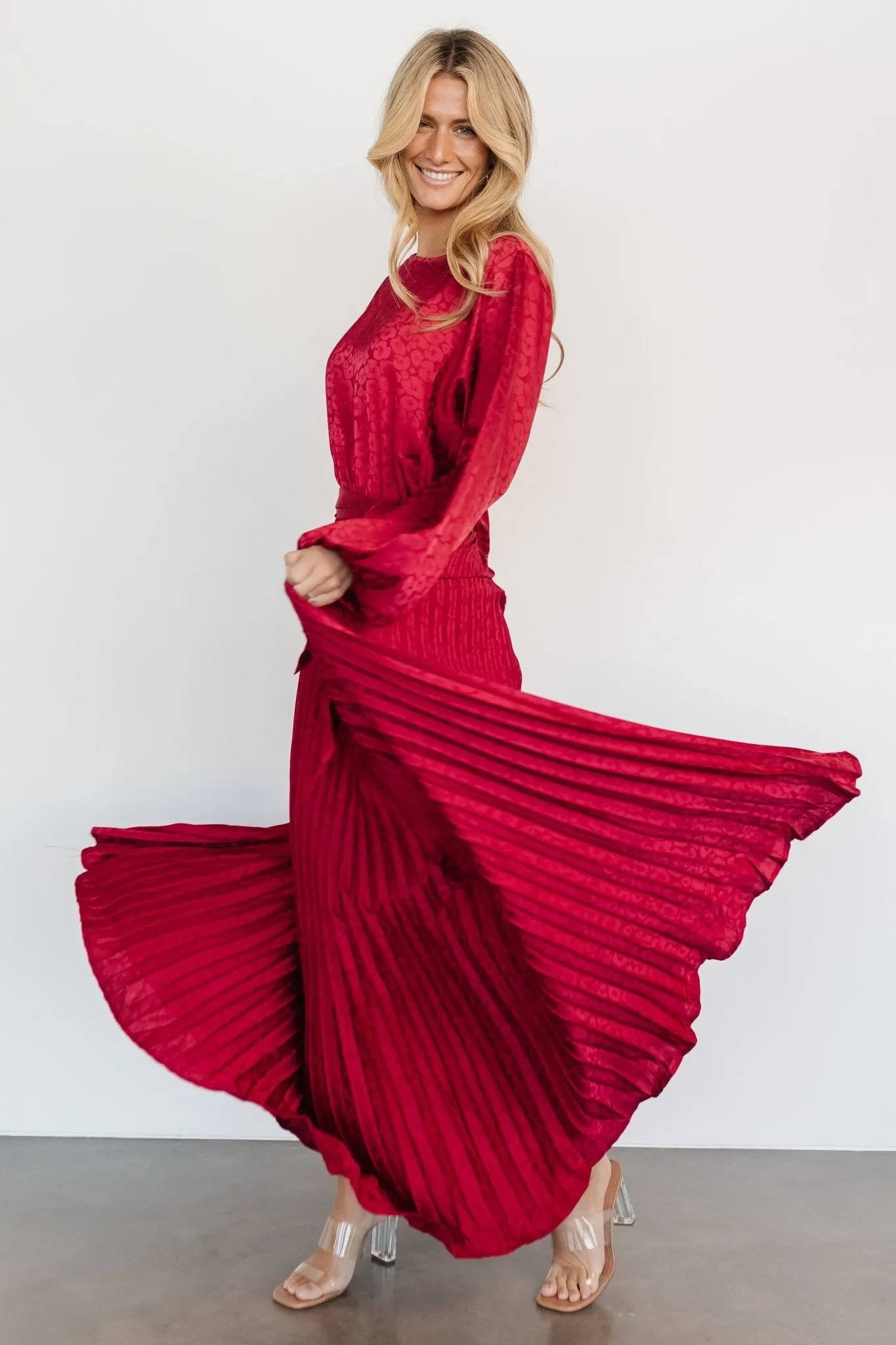 Marva Pleated Maxi Dress | Wine sold by Baltic Born product image thumbnail 3
