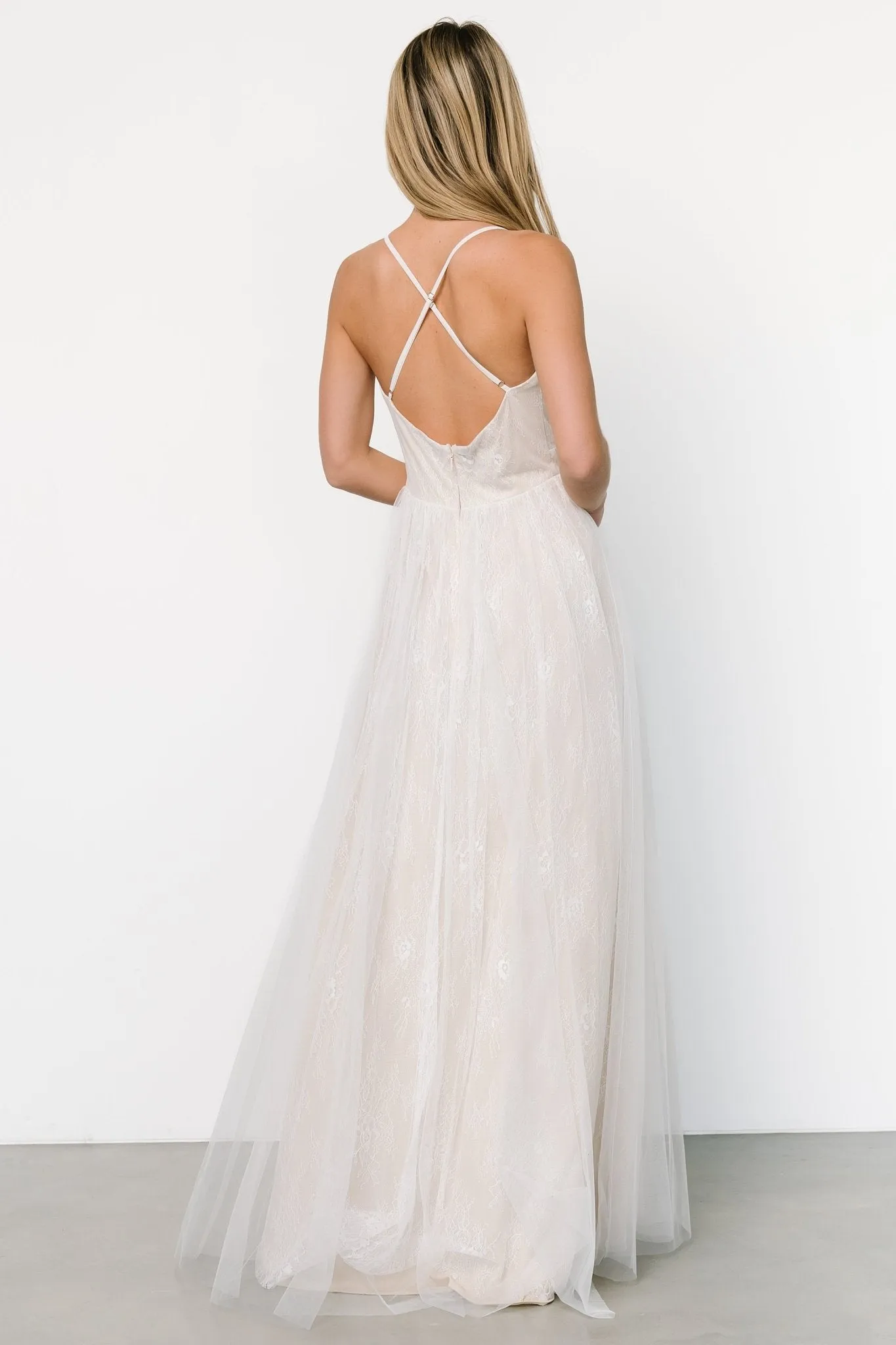 Vasia Lace Tulle Maxi Dress | White + Nude sold by Baltic Born product image thumbnail 2