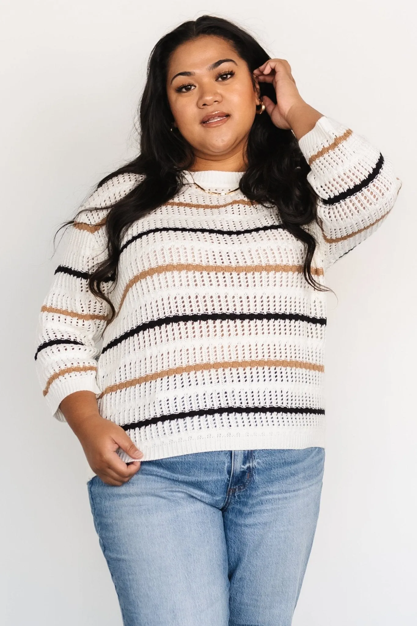 Sundance Knit Sweater Top | Ivory Multi Stripe sold by Baltic Born product image thumbnail 3