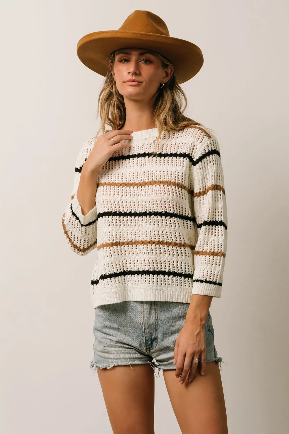 Sundance Knit Sweater Top | Ivory Multi Stripe sold by Baltic Born product image thumbnail 4