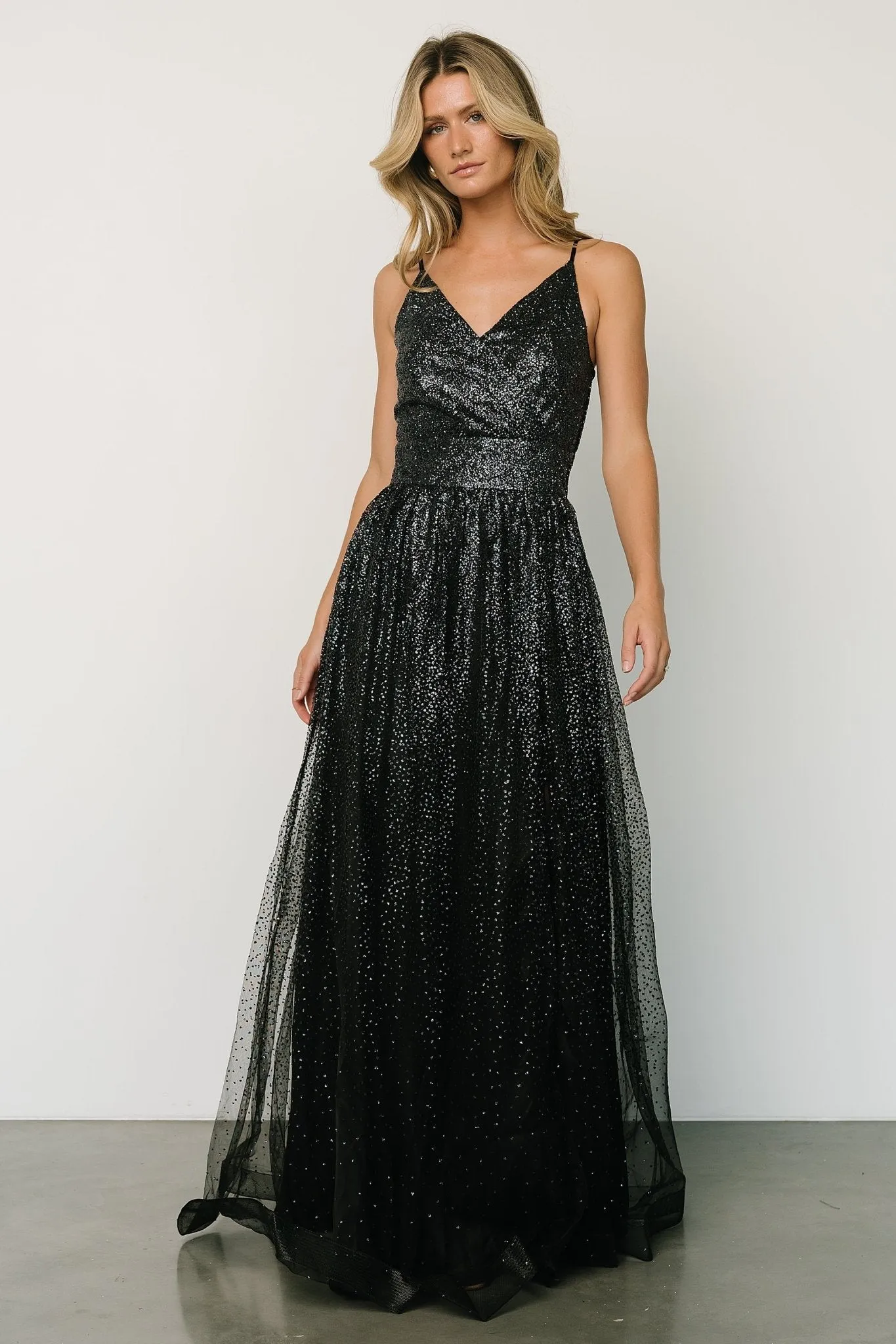Ellie Shimmer Gown | Black sold by Baltic Born