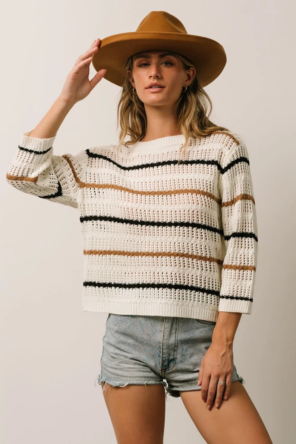 Sundance Knit Sweater Top | Ivory Multi Stripe sold by Baltic Born