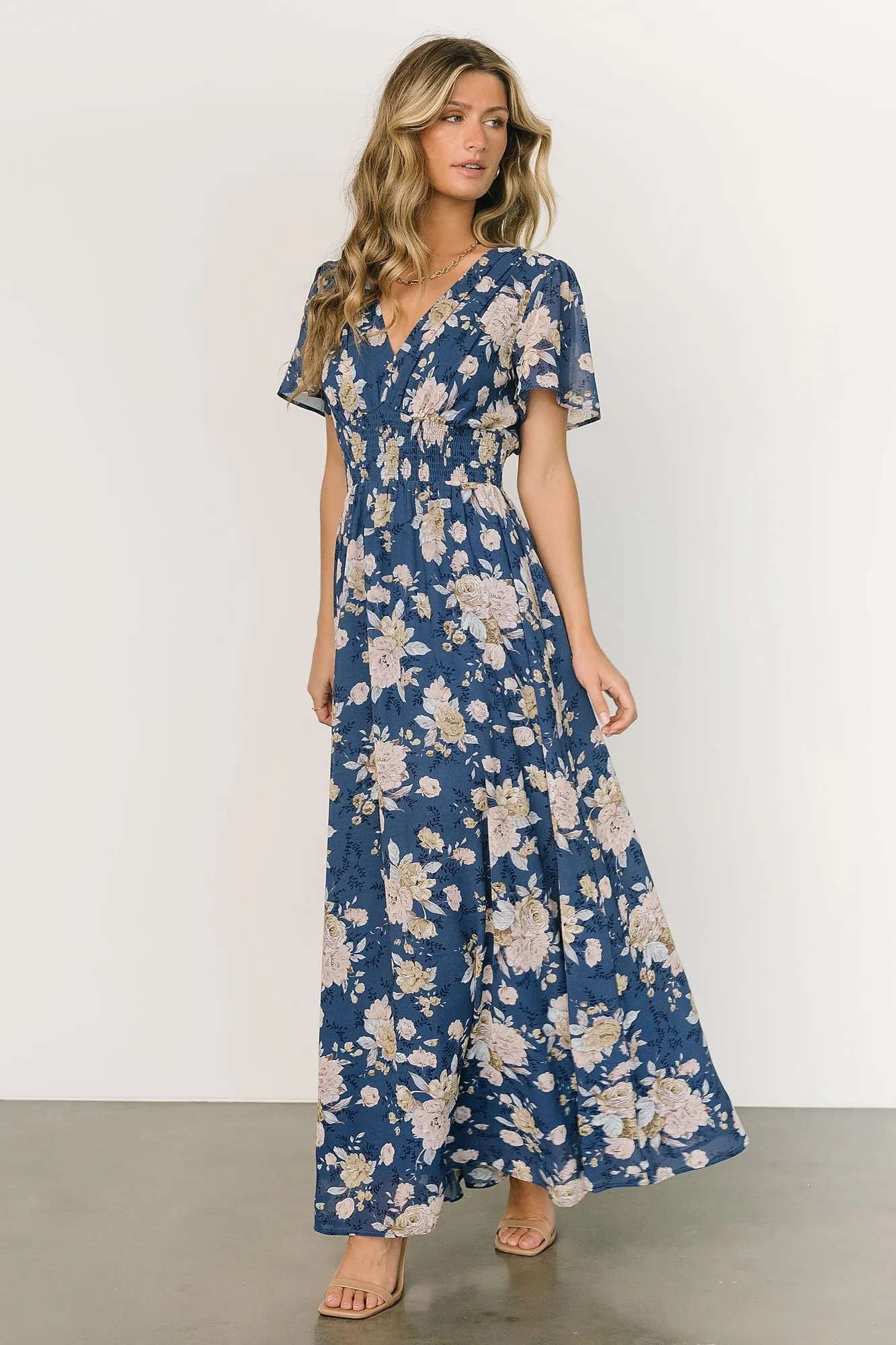 Birdie Maxi Dress | Blue + Blush Floral sold by Baltic Born product image thumbnail 3