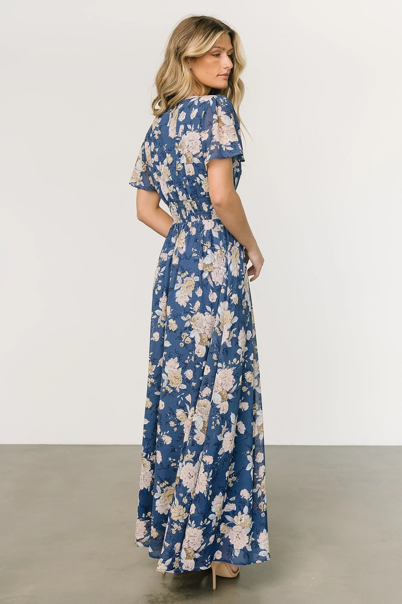 Birdie Maxi Dress | Blue + Blush Floral sold by Baltic Born product image thumbnail 4