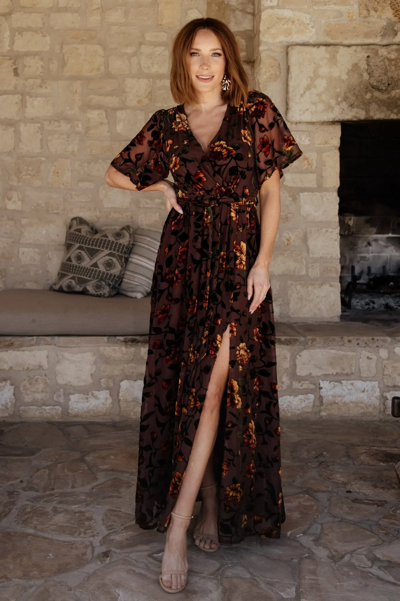 Uma Velvet Maxi Dress | Clove + Amber Floral sold by Baltic Born