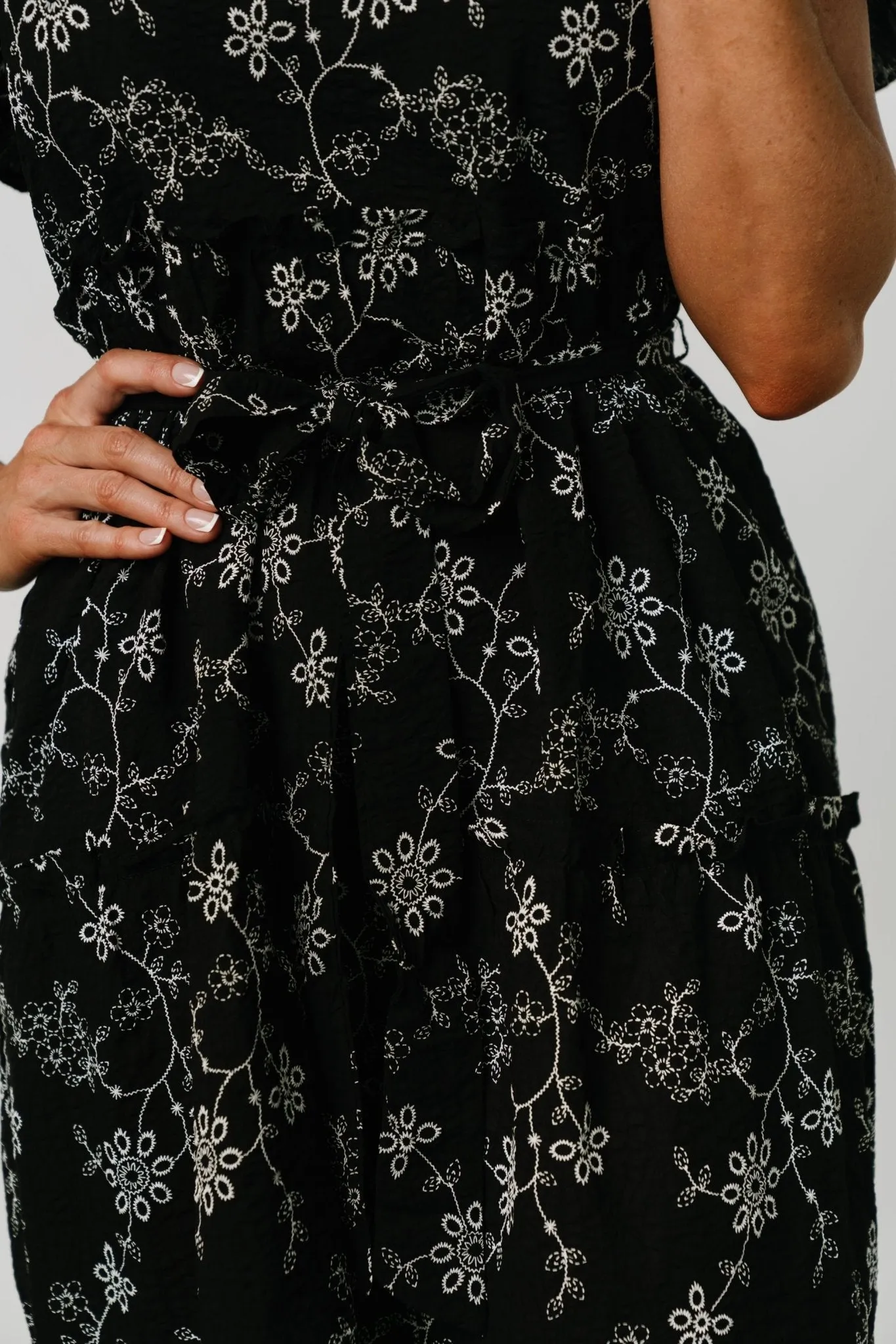 Odeya Tiered Midi Dress | Black + White sold by Baltic Born product image thumbnail 2