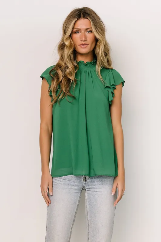 Leah Mock Neck Top | Green sold by Baltic Born