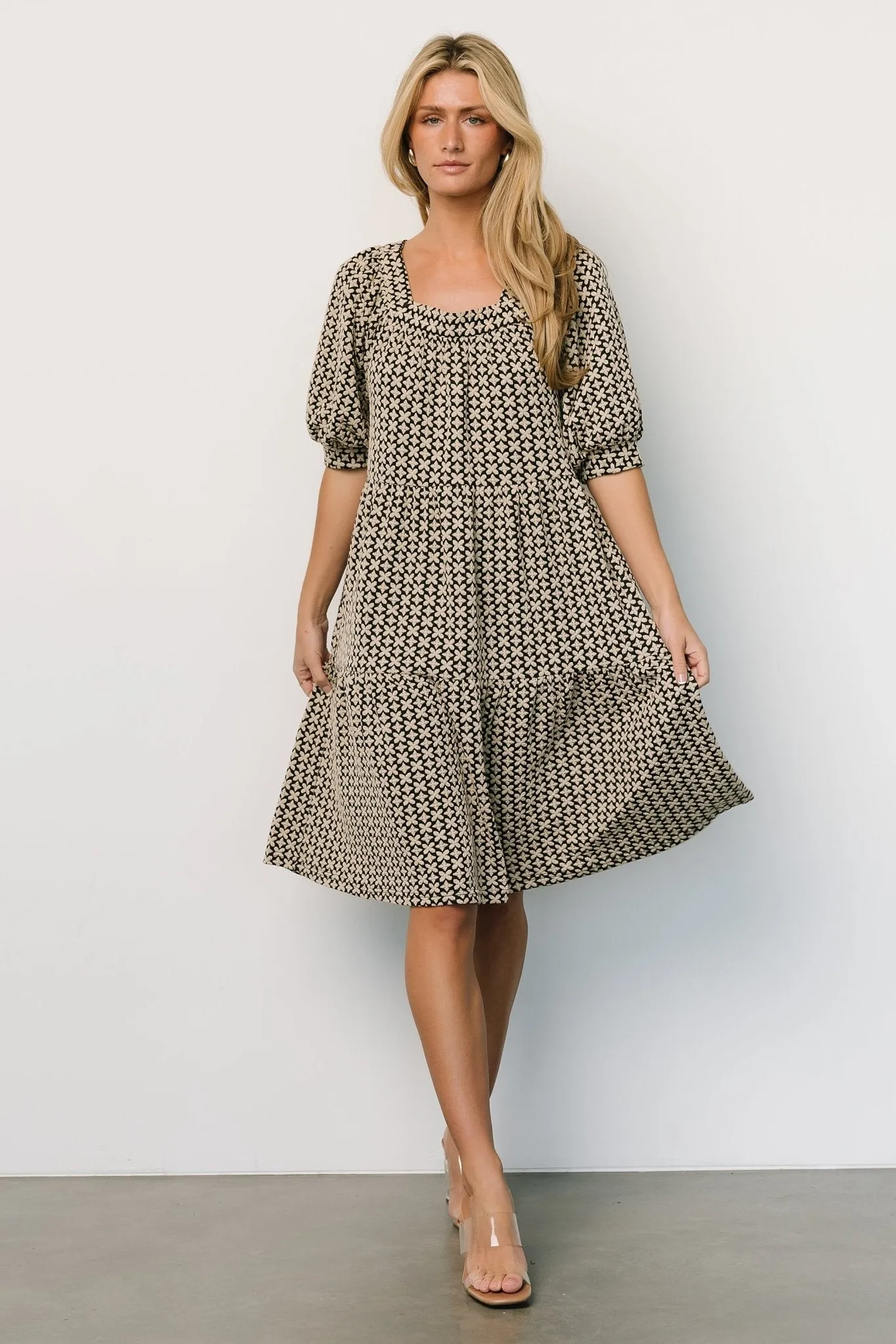 Georgia Puff Sleeve Dress | Black + Tan sold by Baltic Born product image thumbnail 2