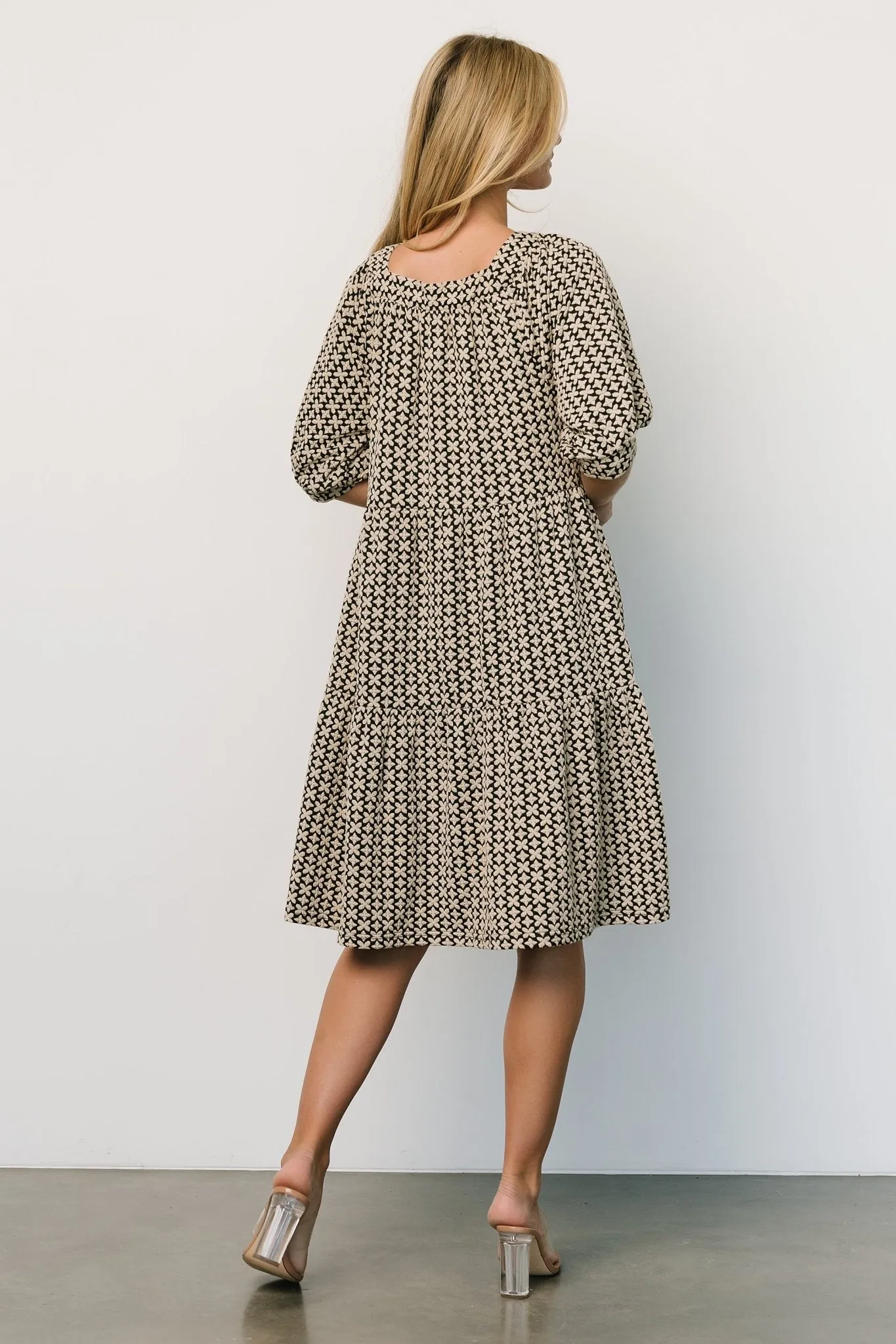 Georgia Puff Sleeve Dress | Black + Tan sold by Baltic Born product image thumbnail 4