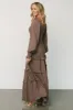 Amanda Smocked Dotted Maxi Dress | Brown sold by Baltic Born