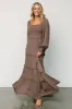 Amanda Smocked Dotted Maxi Dress | Brown sold by Baltic Born