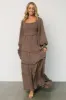 Amanda Smocked Dotted Maxi Dress | Brown sold by Baltic Born