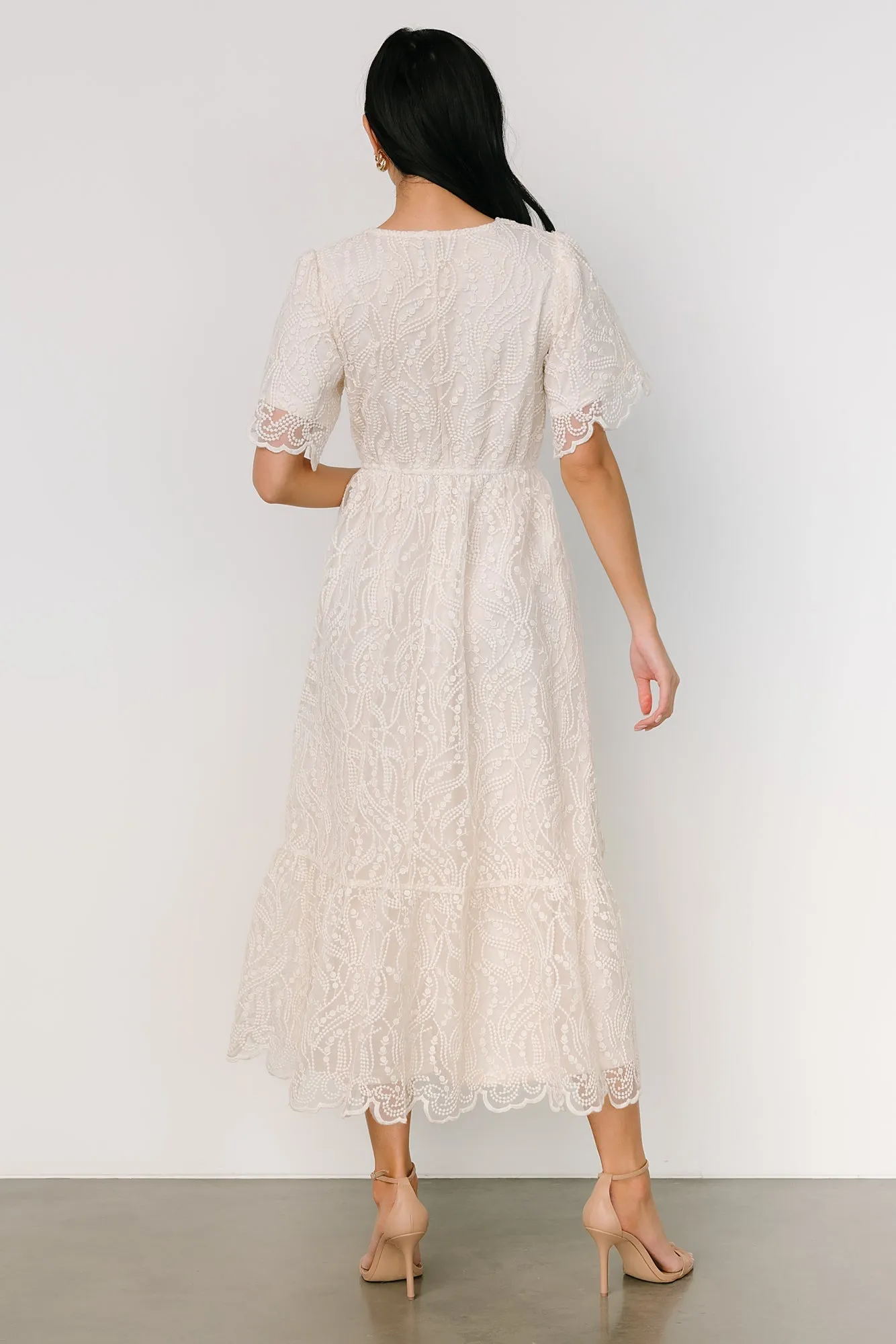 Roanoke Embossed Midi Dress | Vintage Cream sold by Baltic Born product image thumbnail 5