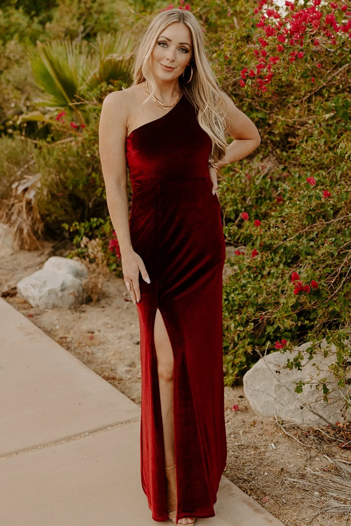 Tatiana Velvet One Shoulder Maxi Dress | Merlot sold by Baltic Born product image thumbnail 4