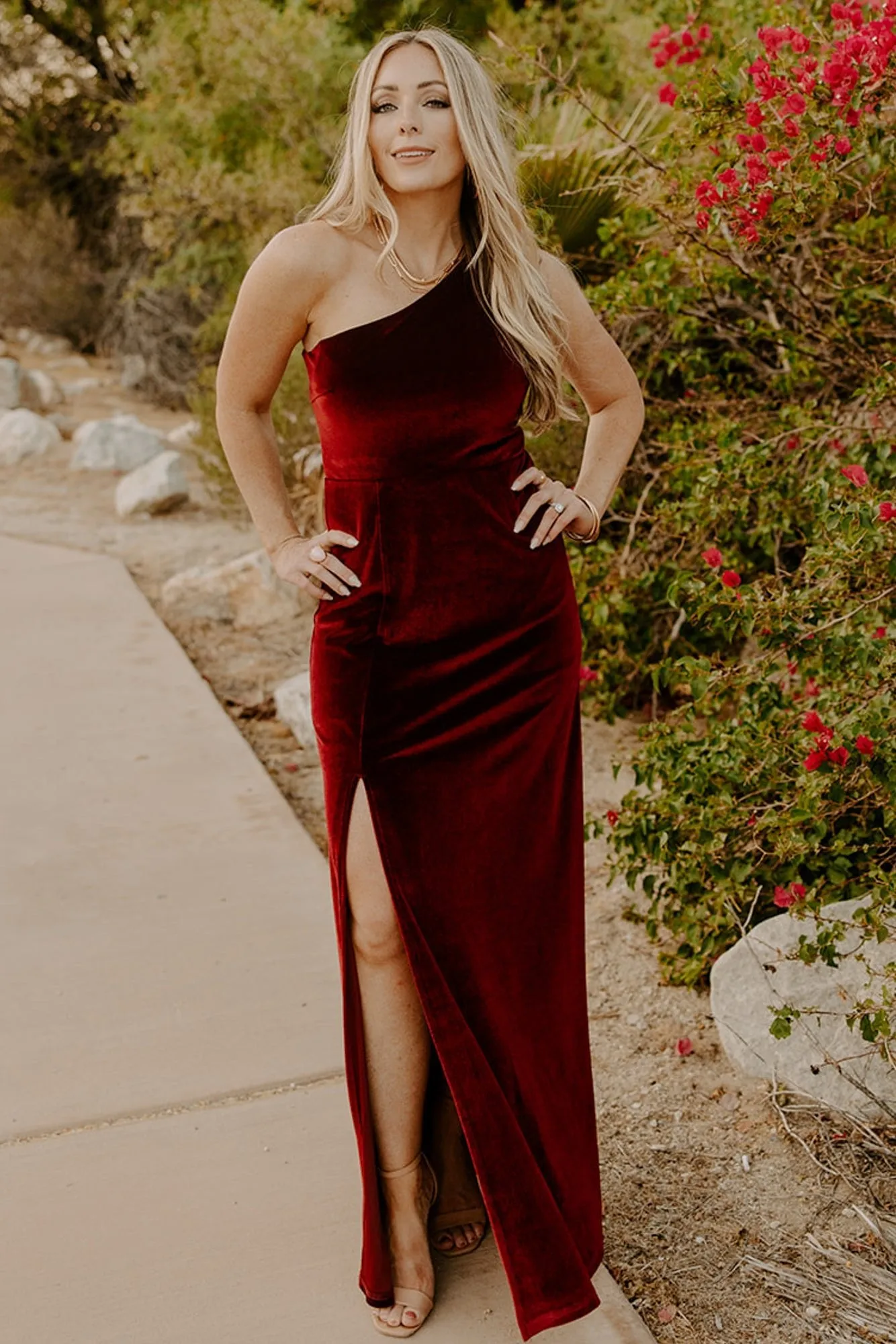 Tatiana Velvet One Shoulder Maxi Dress | Merlot sold by Baltic Born product image thumbnail 2