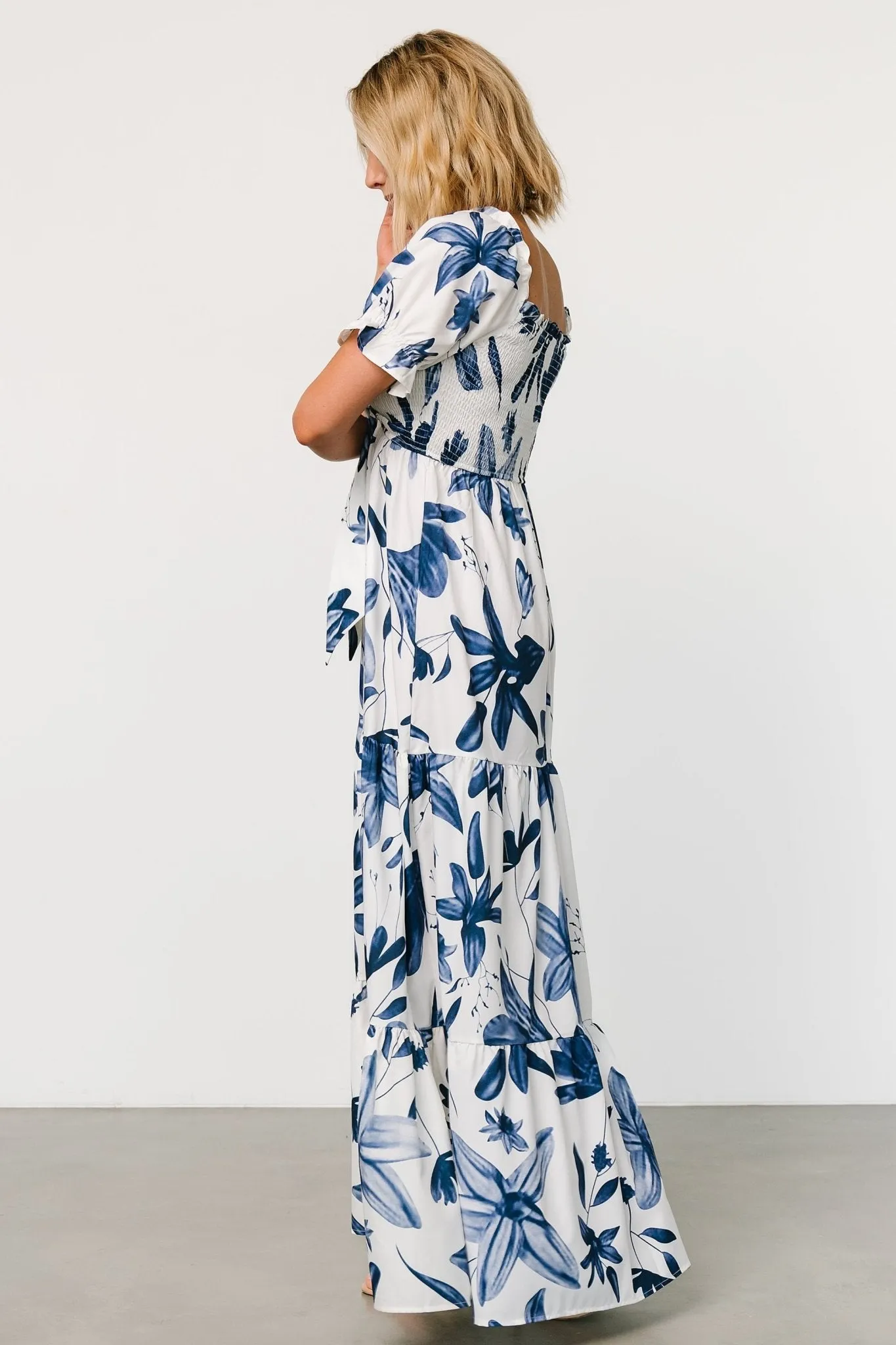 Hilaria Maxi Dress | White + Blue sold by Baltic Born product image thumbnail 3