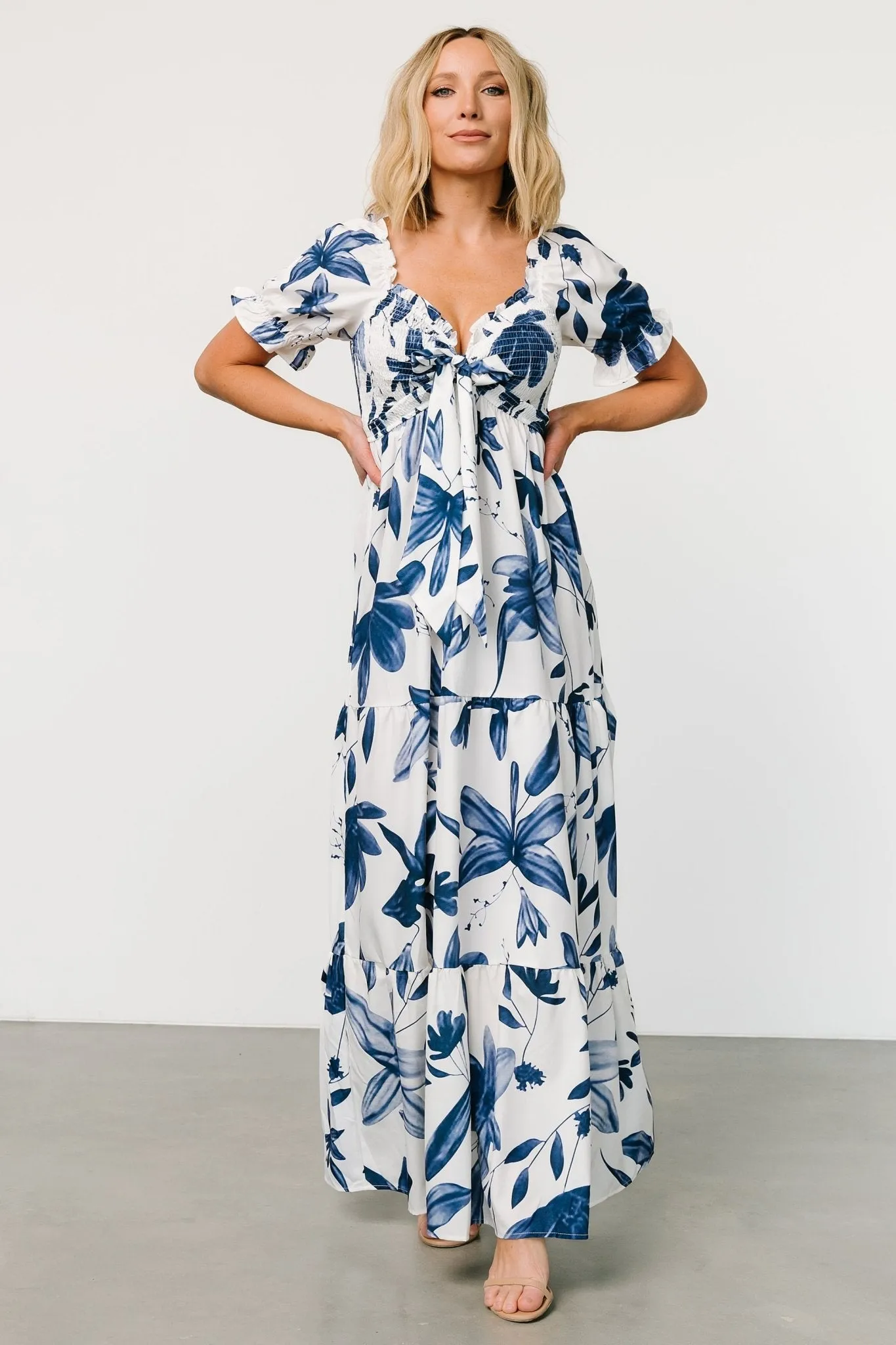 Hilaria Maxi Dress | White + Blue sold by Baltic Born product image thumbnail 4